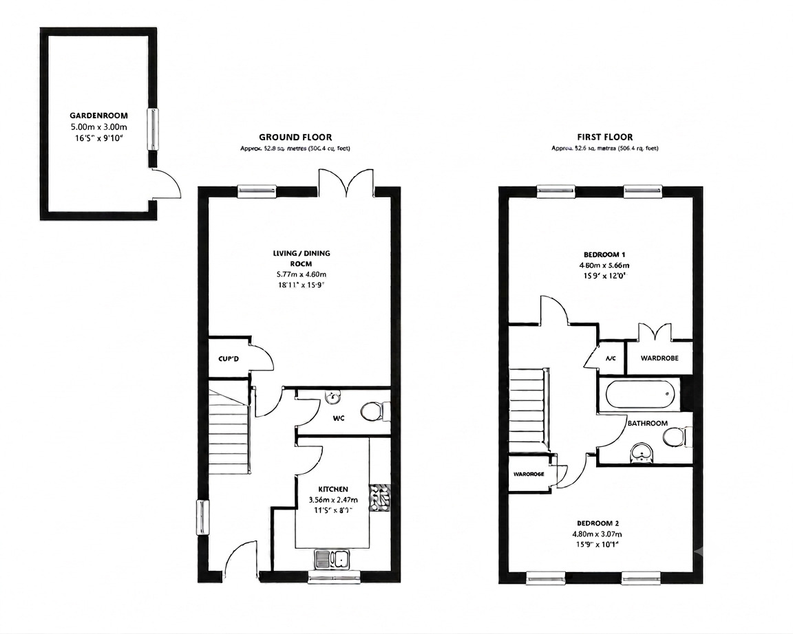 Floorplan of 2 bedroom Semi Detached House for sale, Swansnest Grove, Nuneaton, Warwickshire, CV10