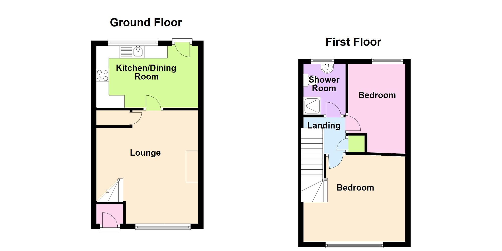 Floorplan of 2 bedroom Mid Terrace House for sale, Kenwyn Green, Exhall, Warwickshire, CV7