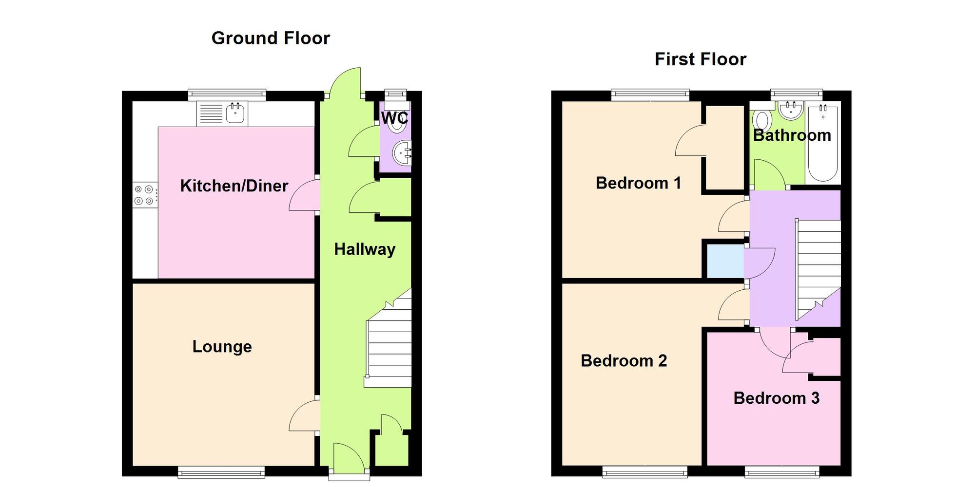 Floorplan of 3 bedroom Semi Detached House for sale, Rectory Close, Exhall, Warwickshire, CV7