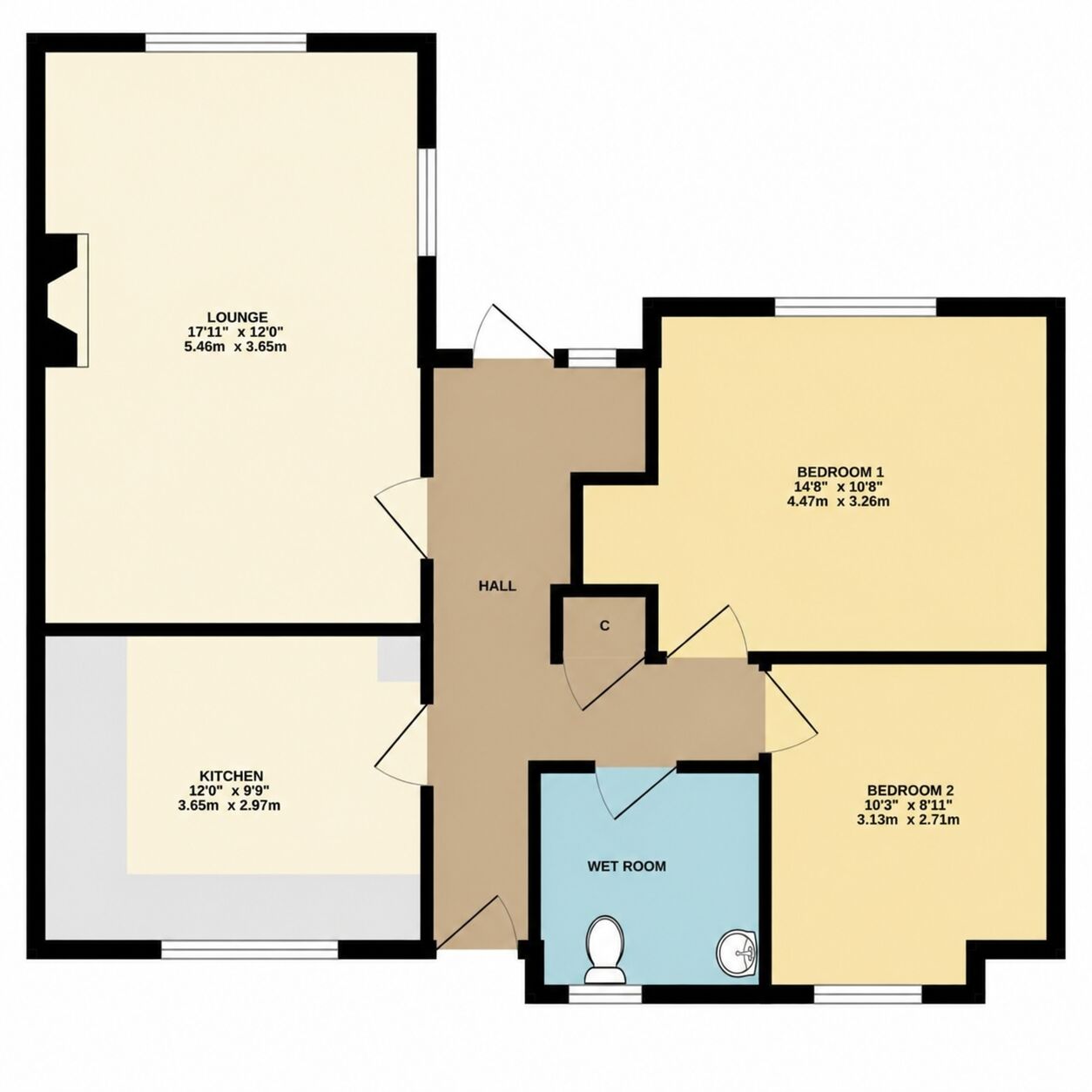 Floorplan of 2 bedroom Detached Bungalow for sale, St. James Gardens, Bulkington, Warwickshire, CV12