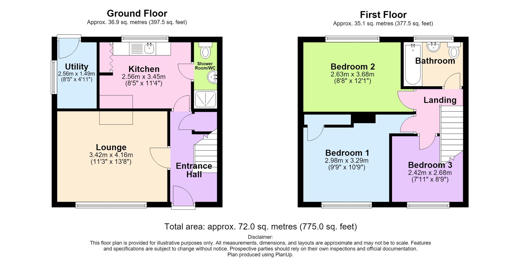 Floorplan of 3 bedroom Semi Detached House for sale, Marriott Road, Bedworth, Warwickshire, CV12
