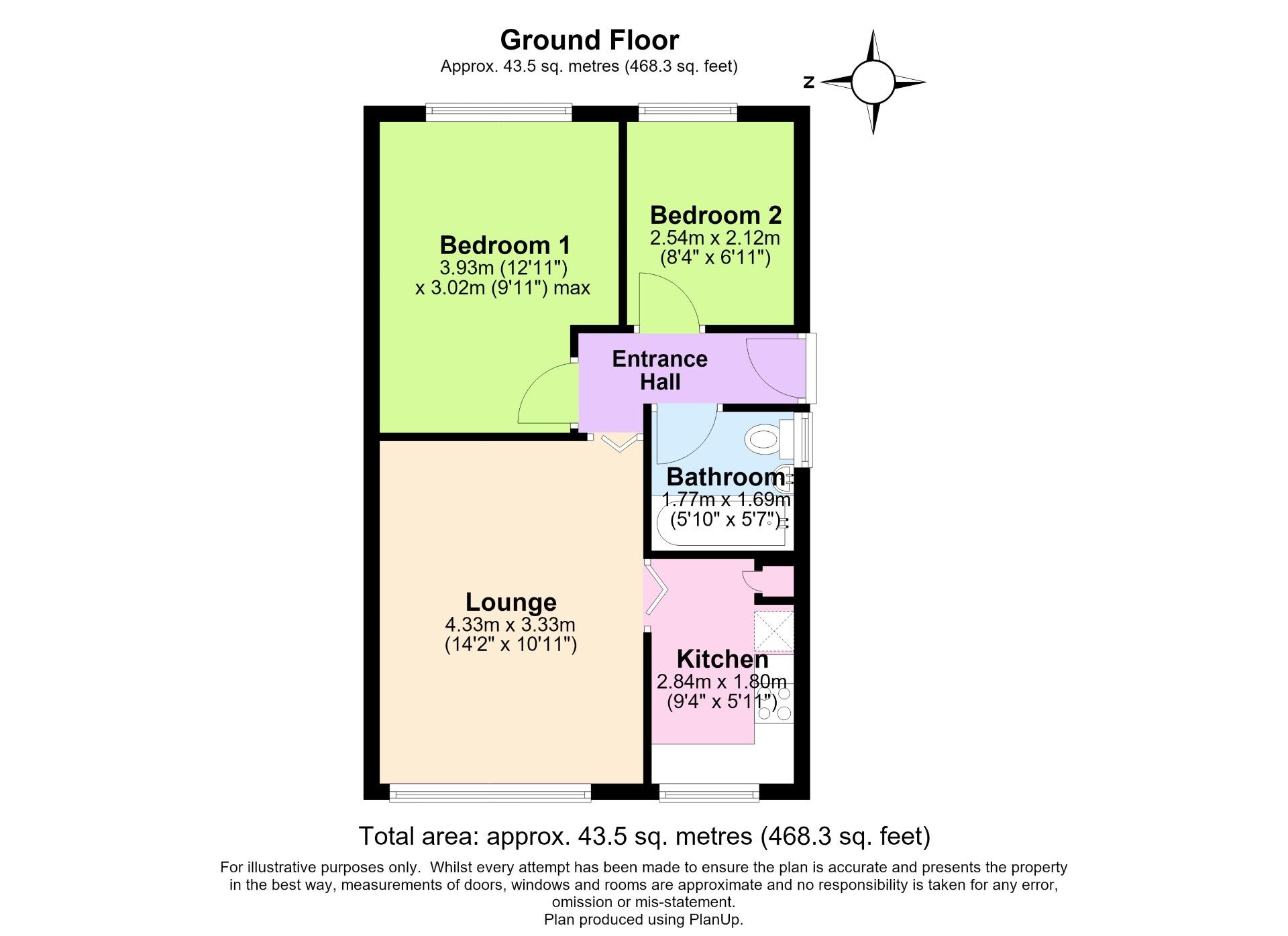 Floorplan of 2 bedroom Flat for sale, Fieldview Close, Exhall, Warwickshire, CV7