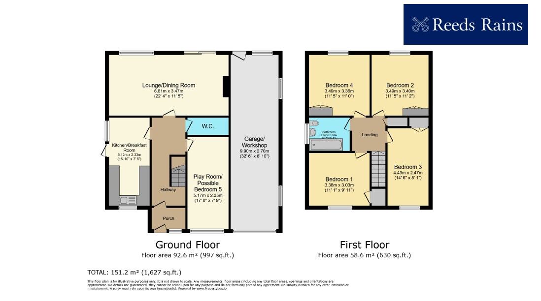 Floorplan of 4 bedroom Detached House for sale, Davies Road, Exhall, Coventry, CV7