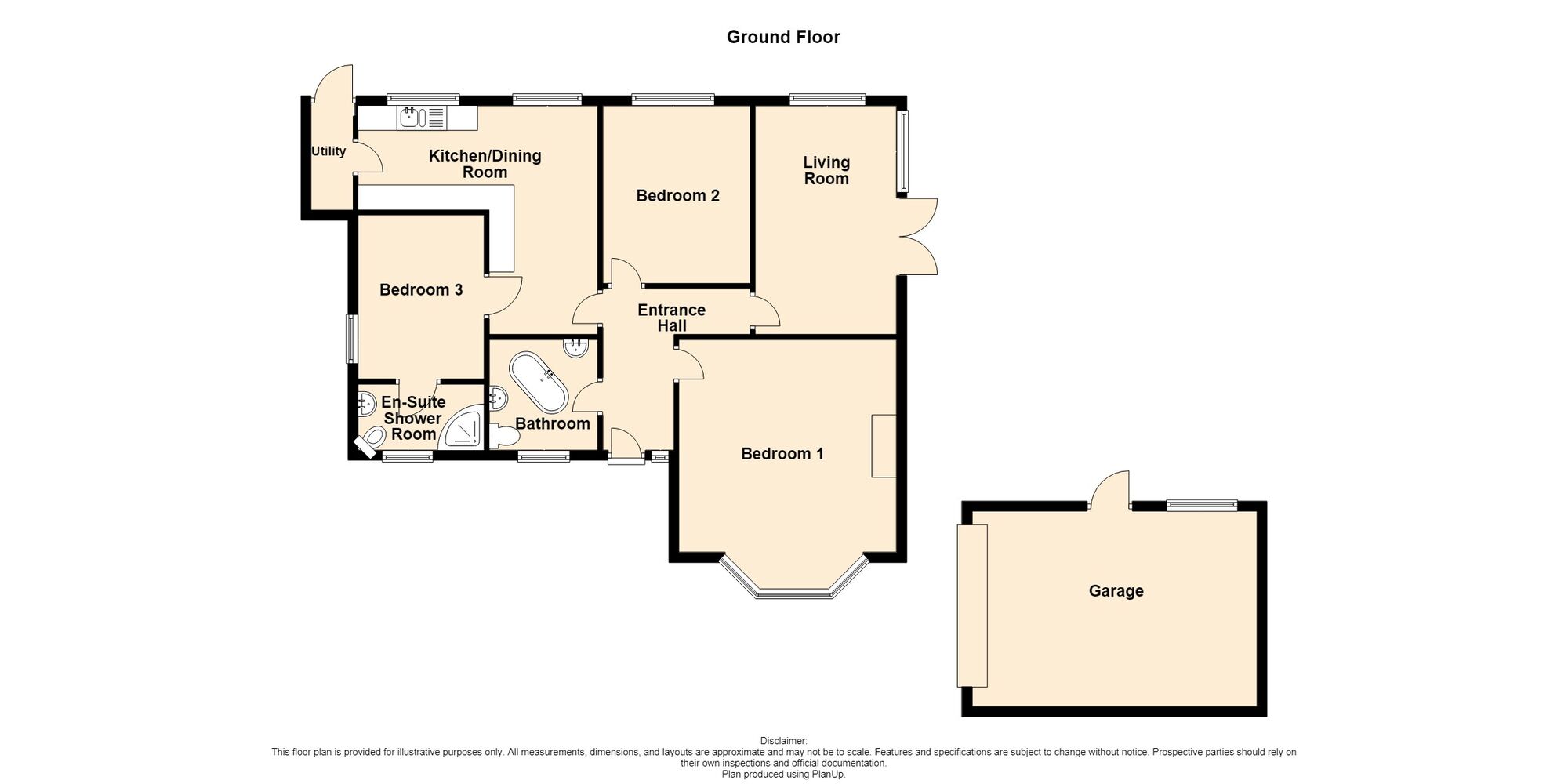 Floorplan of 3 bedroom Detached Bungalow for sale, The Firs, Bedworth, Warwickshire, CV12