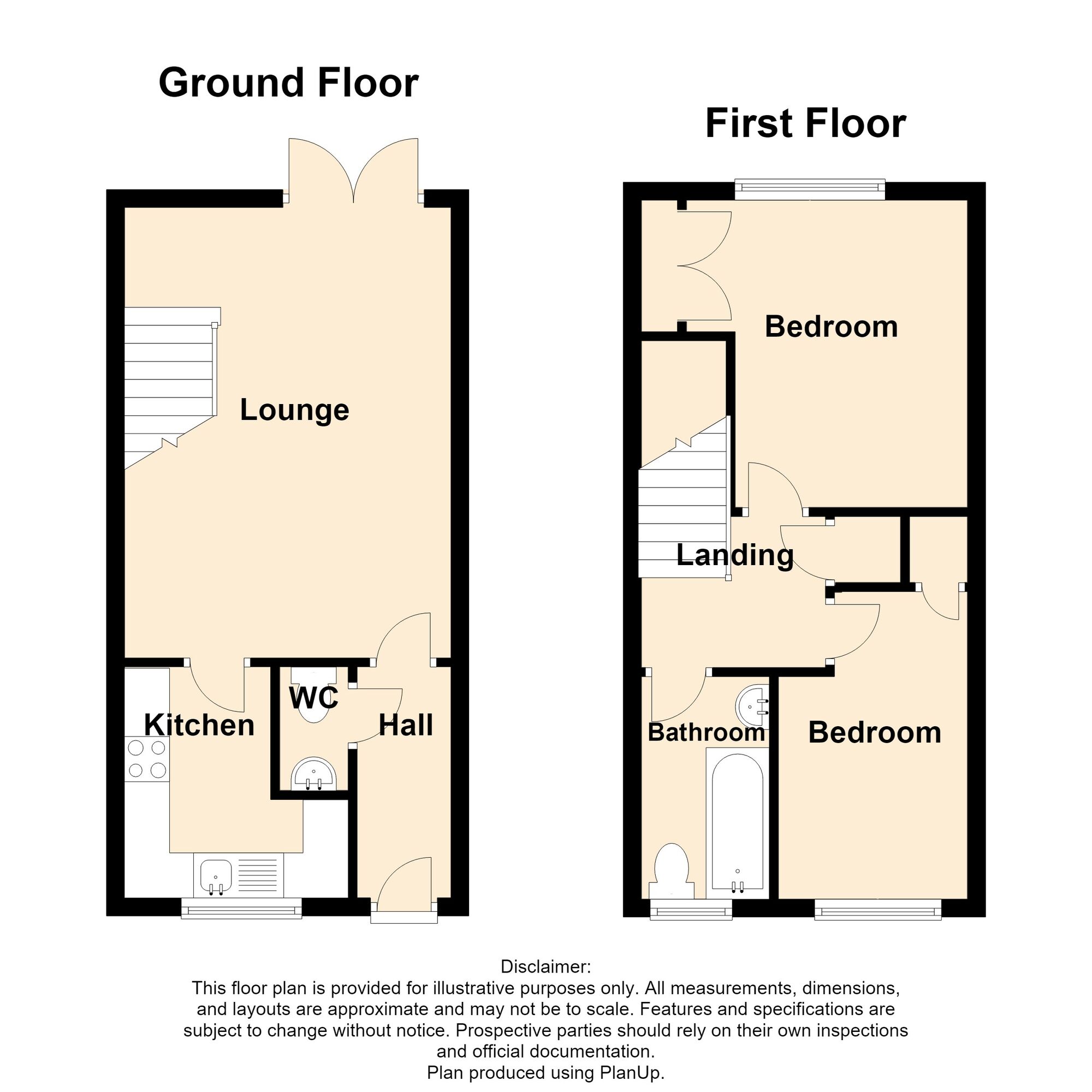 Floorplan of 2 bedroom Mid Terrace House for sale, Hatters Court, Warwickshire, CV12