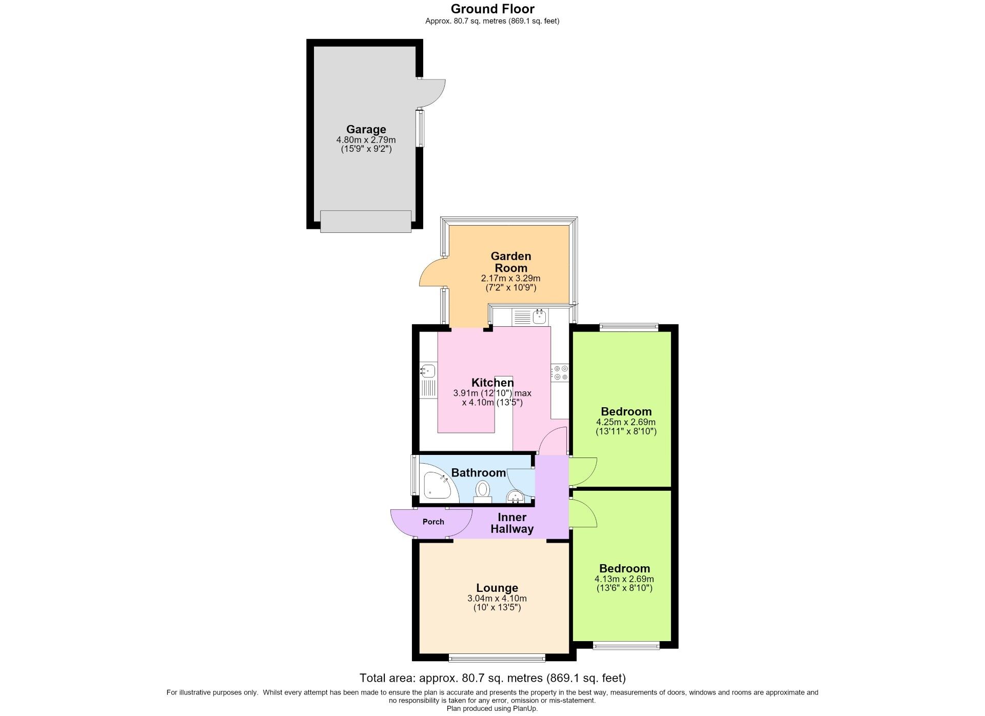 Floorplan of 2 bedroom Semi Detached Bungalow for sale, Flude Road, Coventry, Warwickshire, CV7