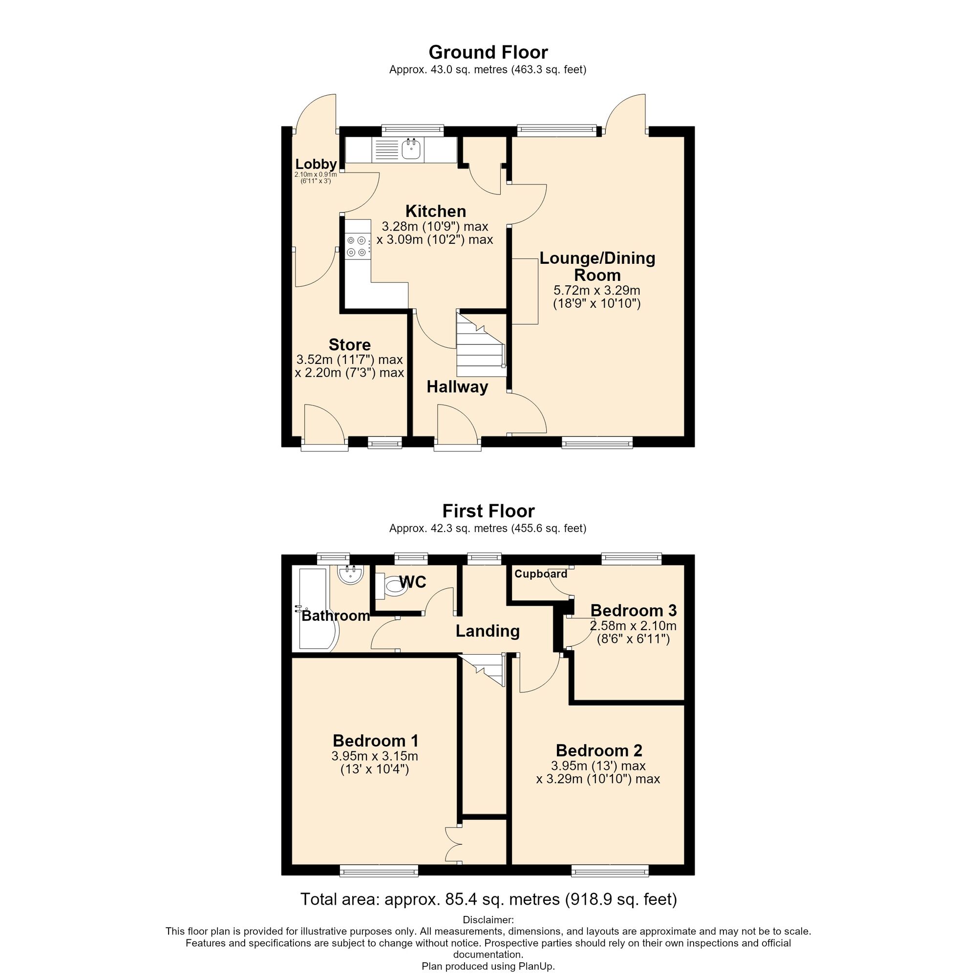 Floorplan of 3 bedroom End Terrace House for sale, Tulliver Close, Bedworth, Warwickshire, CV12