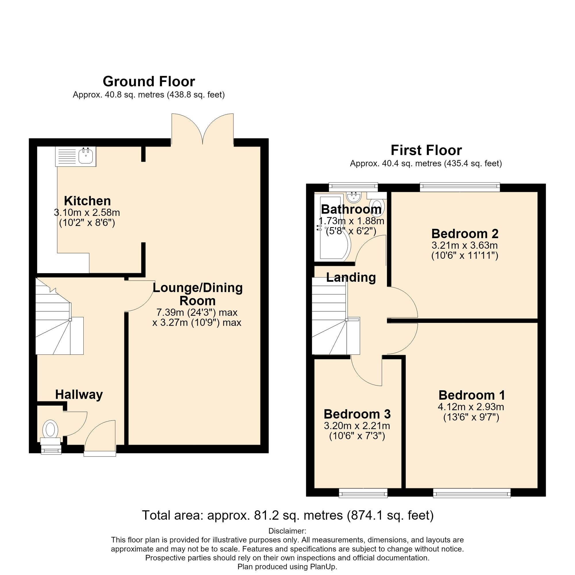 Floorplan of 3 bedroom Semi Detached House for sale, Bede Road, Bedworth, Warwickshire, CV12