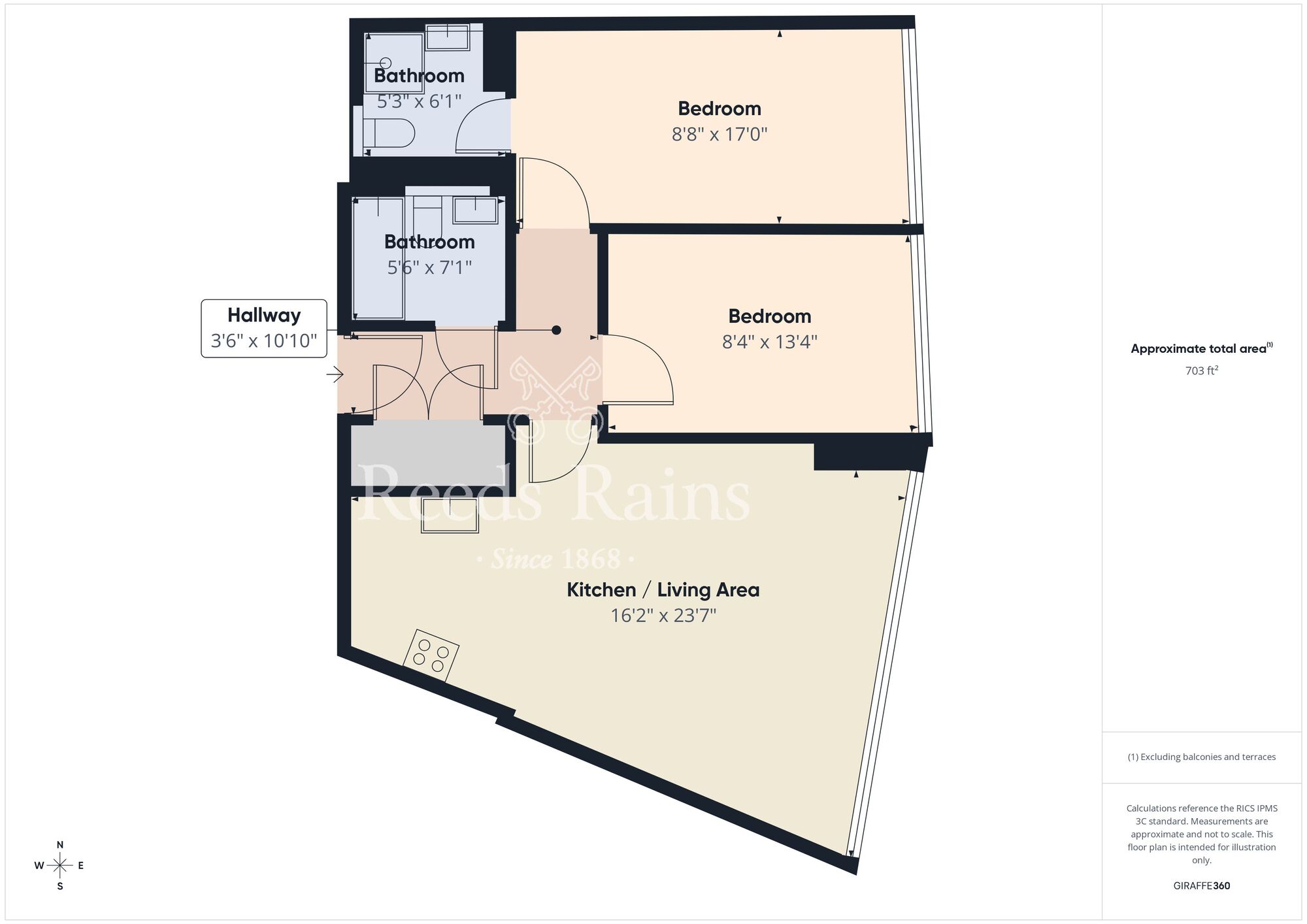 Floorplan of 2 bedroom Flat to rent, The Obel Building Donegall Quay, Belfast, BT1
