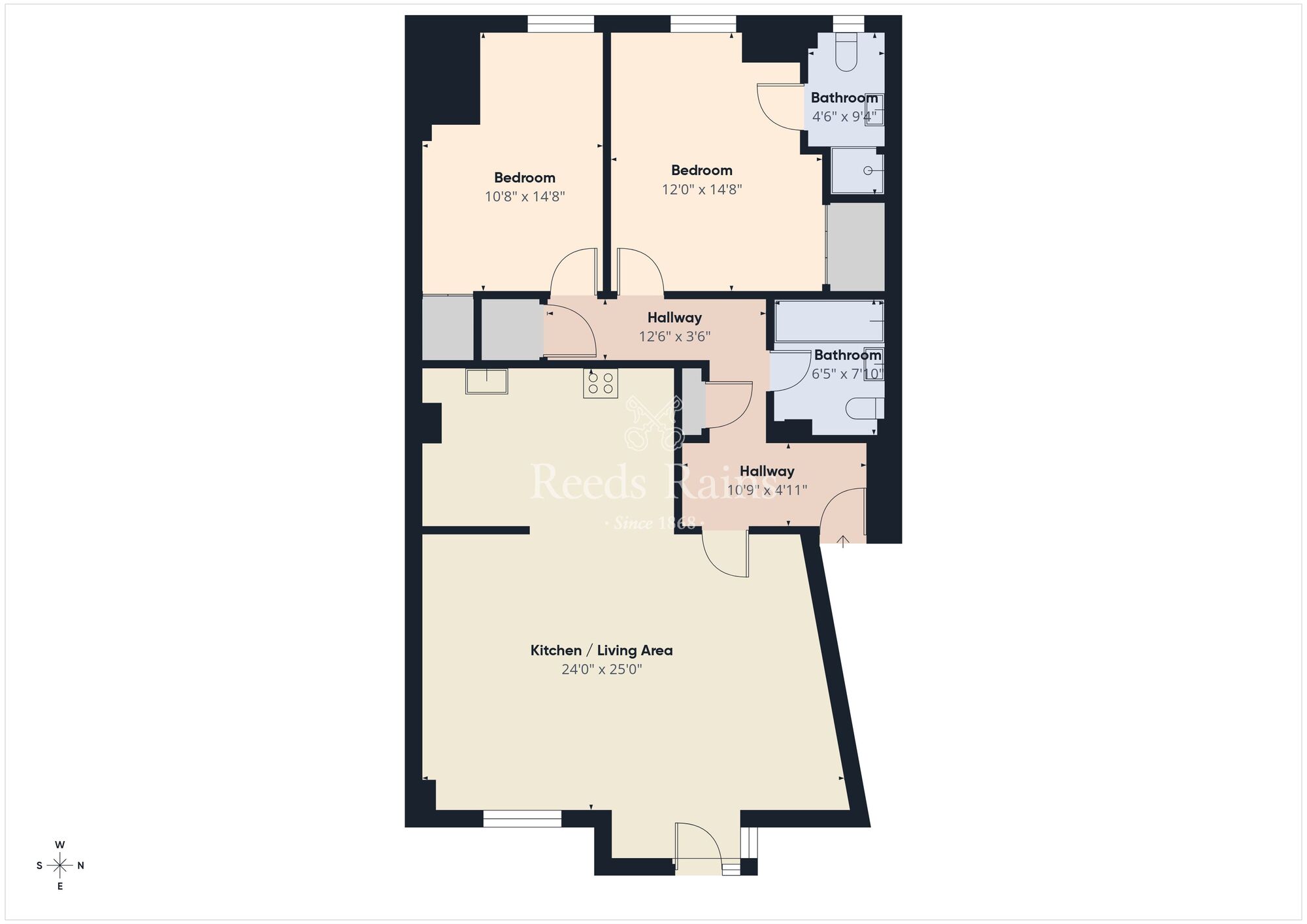Floorplan of 2 bedroom Flat to rent, Queens Square, Belfast, BT1