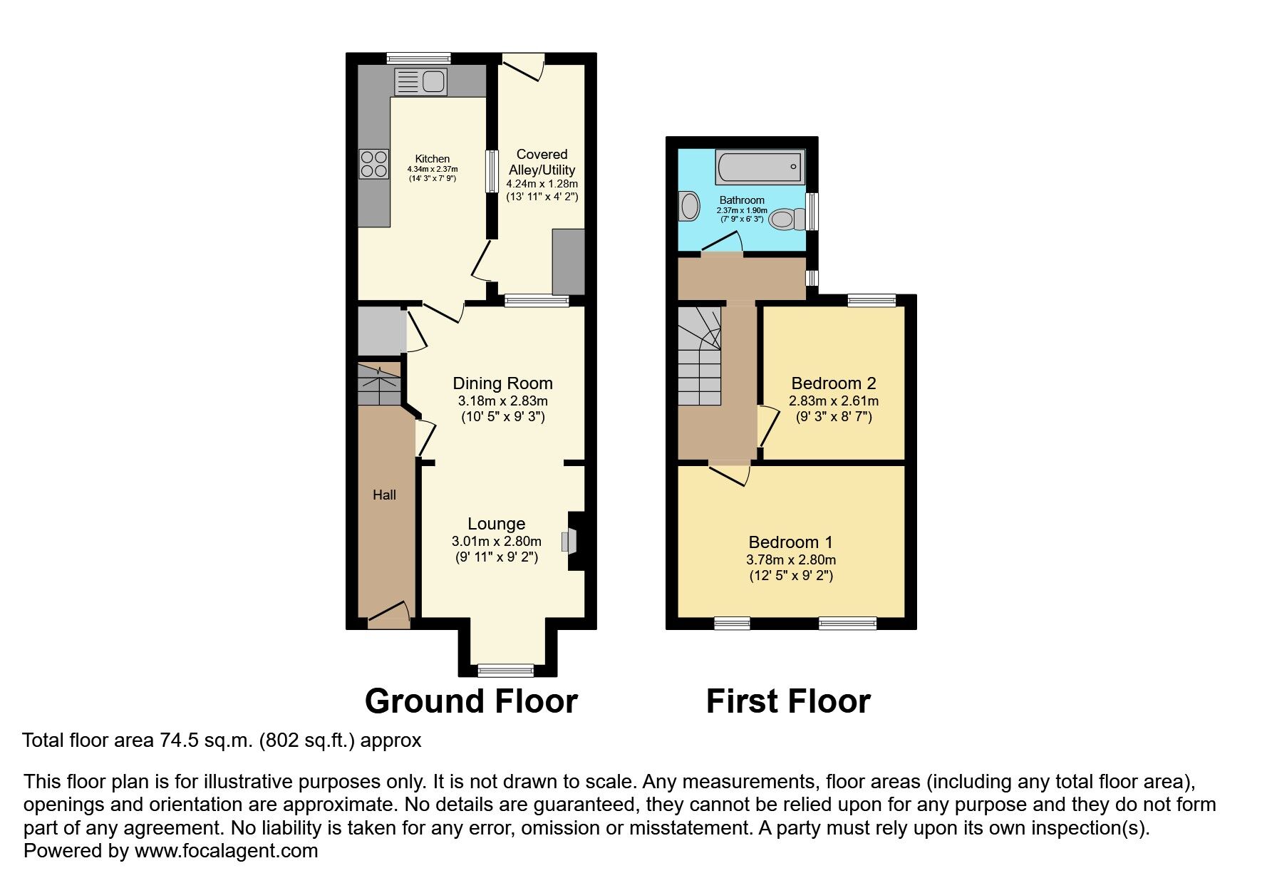 Floorplan of 2 bedroom Mid Terrace House for sale, Rosebery Road, Belfast, County Antrim, BT6