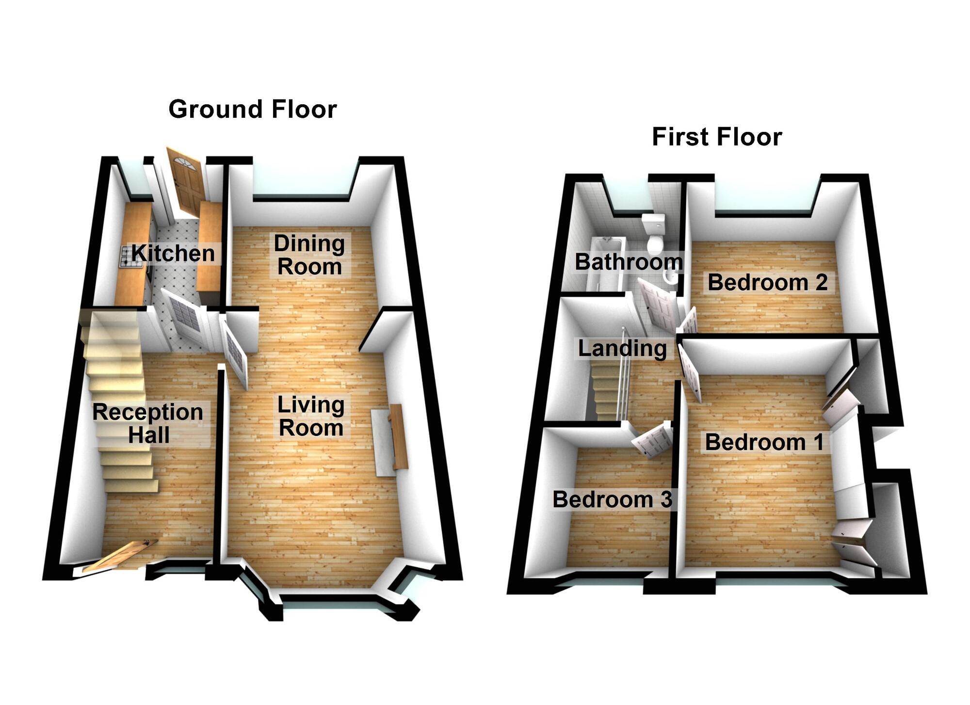 Floorplan of 3 bedroom Mid Terrace House for sale, Lockview Road, Stranmillis, Belfast, BT9