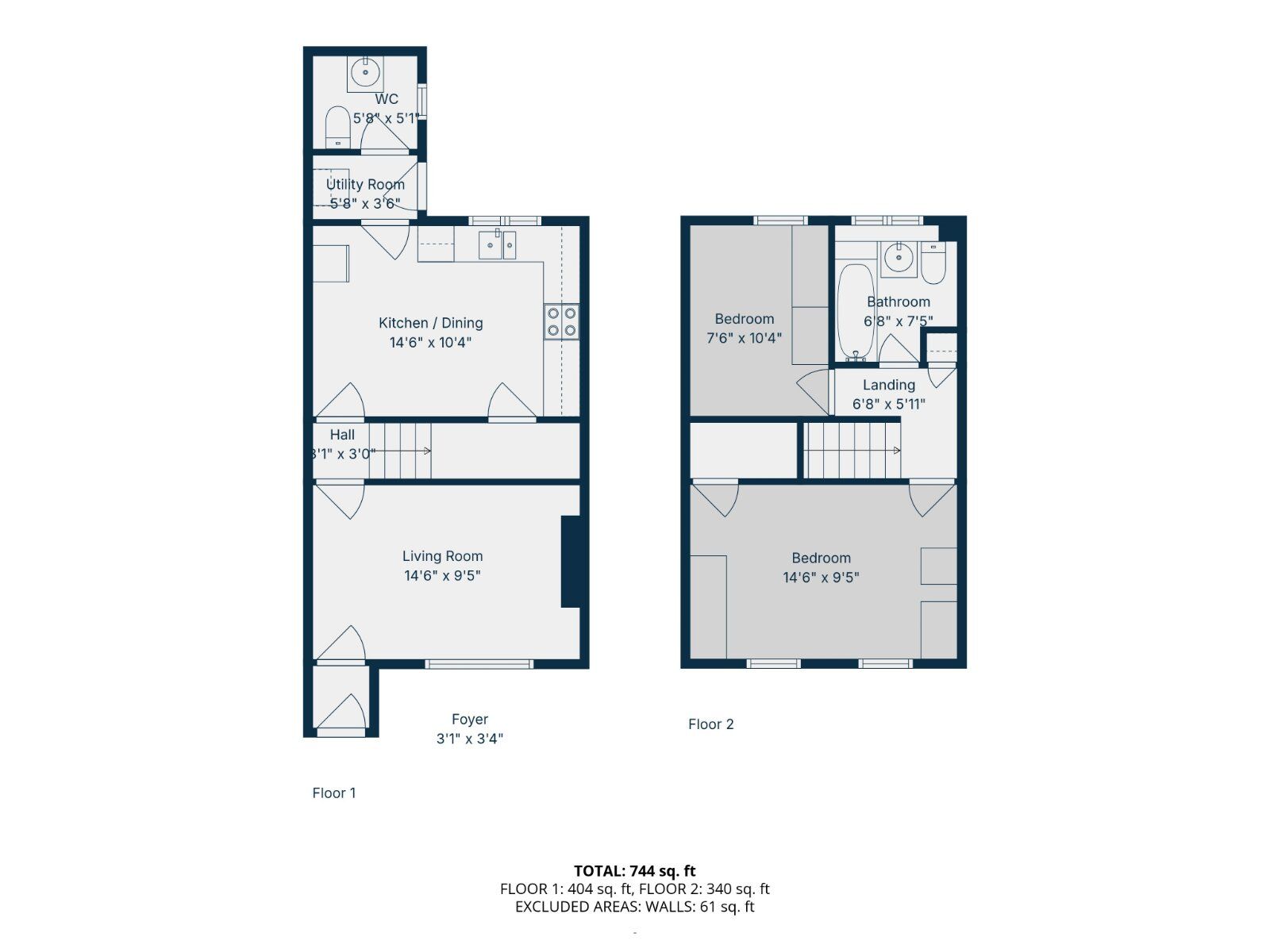 Floorplan of 2 bedroom Mid Terrace House for sale, Glentoran Place, Off Ravenhill Road, Belfast, BT6