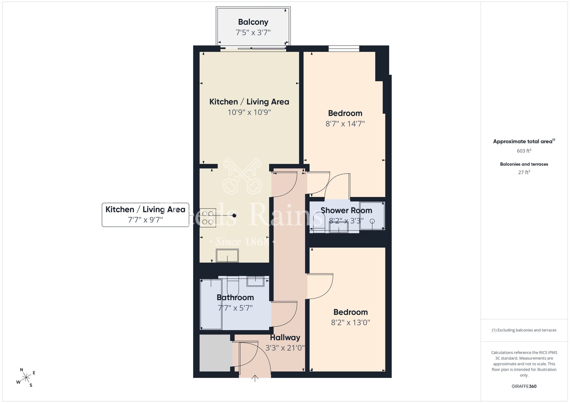 Floorplan of 2 bedroom Flat to rent, Portland 88, Ormeau Road, Belfast, BT7