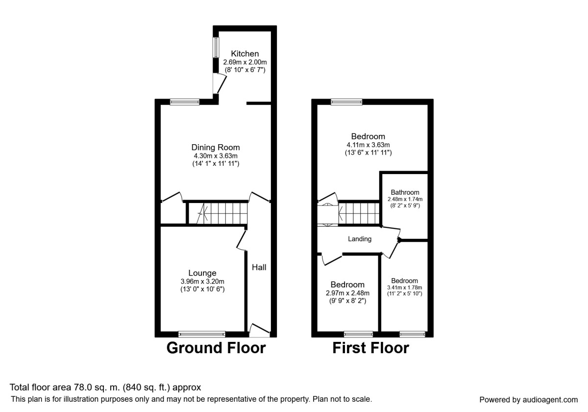 Floorplan of 3 bedroom Mid Terrace House to rent, Cunliffe Road, Blackpool, FY1