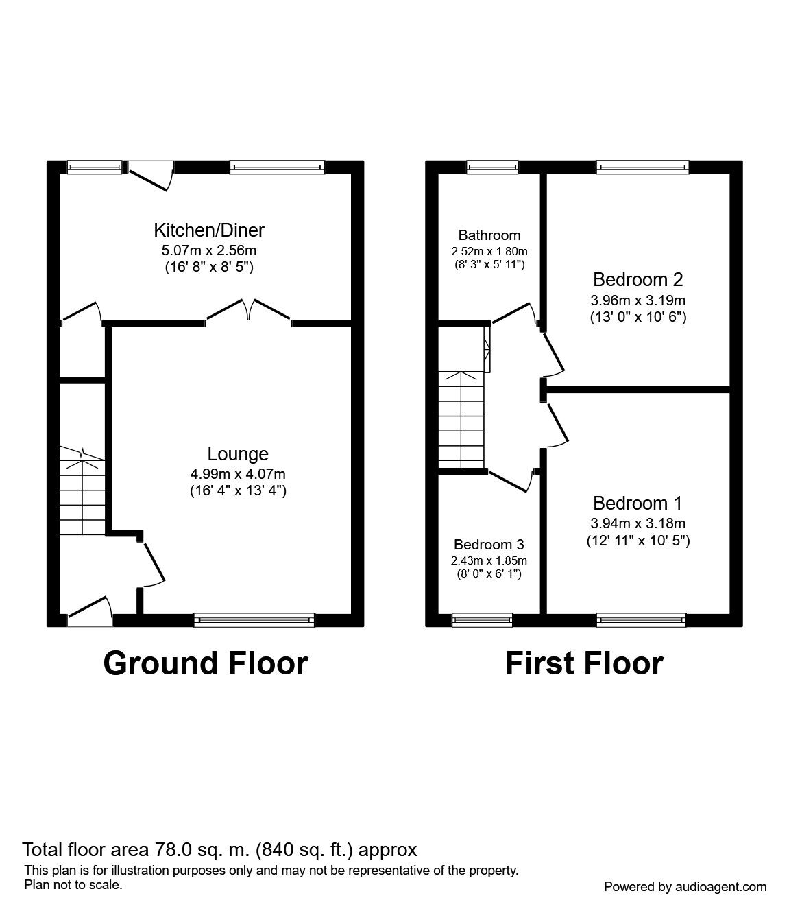 Floorplan of 3 bedroom Mid Terrace House to rent, Woburn Road, Blackpool, FY1
