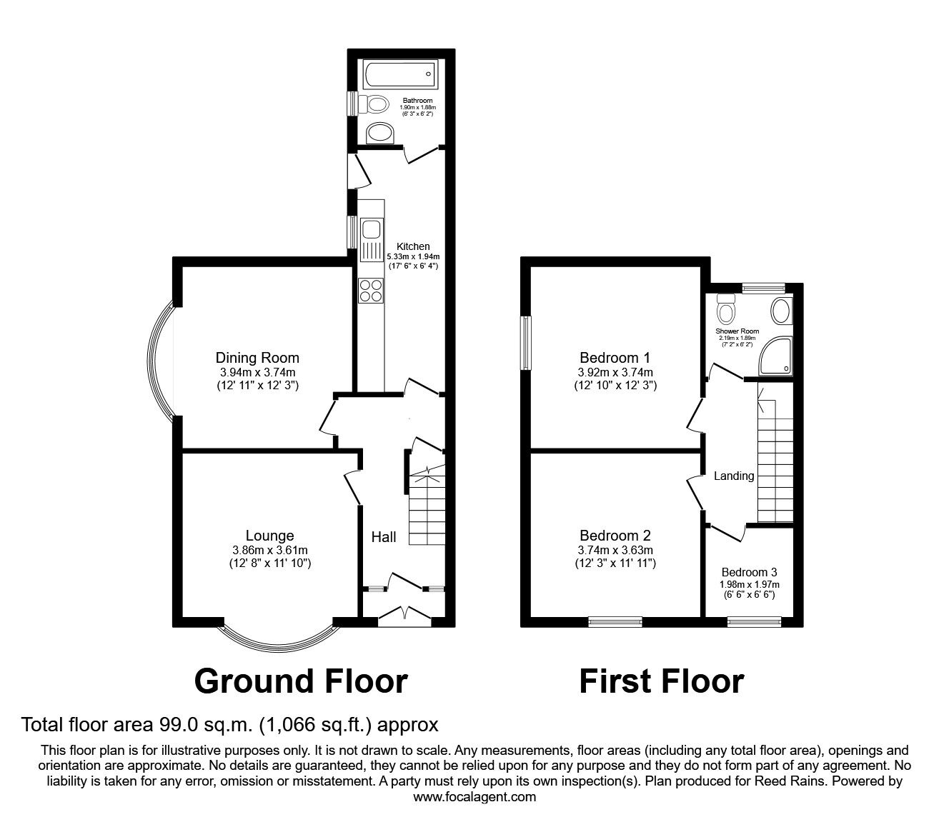 Floorplan of 3 bedroom End Terrace House to rent, Durley Road, Blackpool, Lancashire, FY1