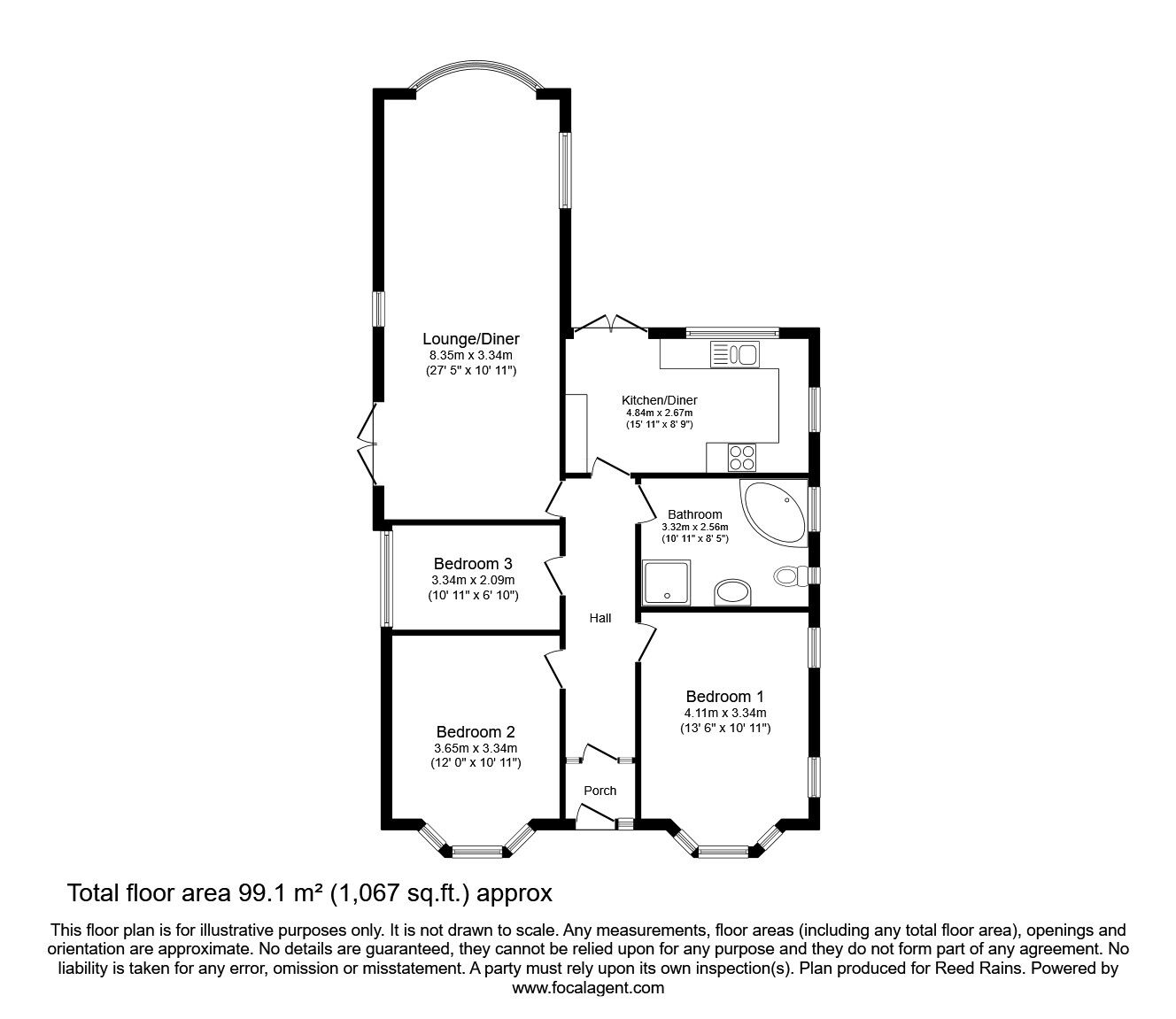 Floorplan of 3 bedroom Detached Bungalow for sale, Grasmere Road, Lytham St. Annes, Lancashire, FY8