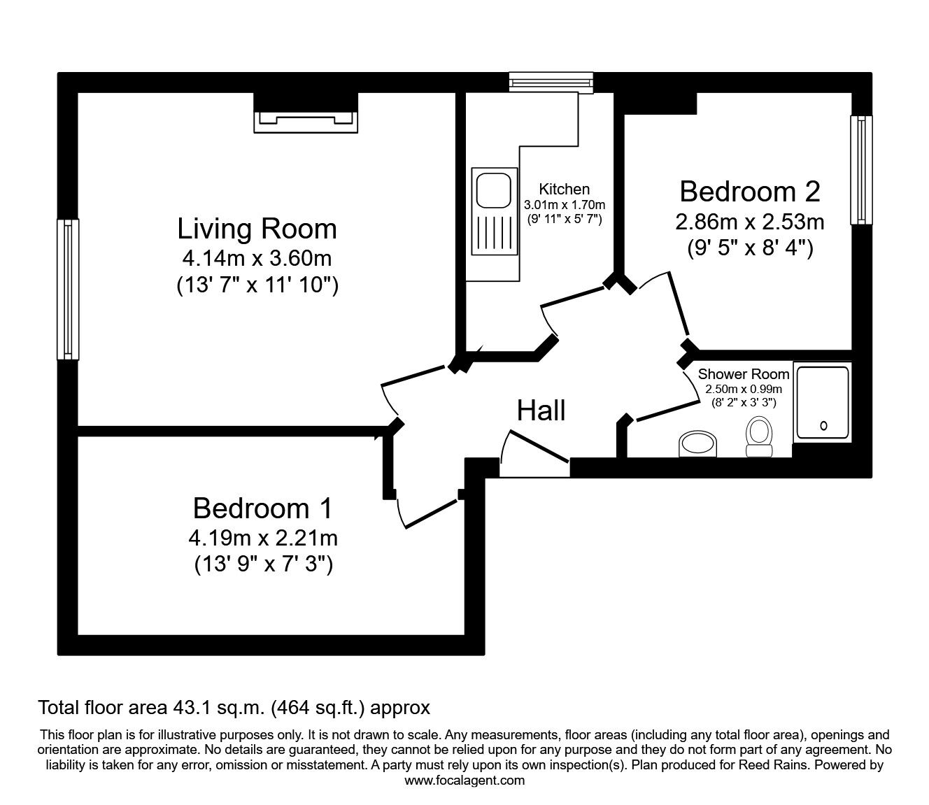 Floorplan of 2 bedroom Flat to rent, Reads Avenue, Blackpool, Lancashire, FY1