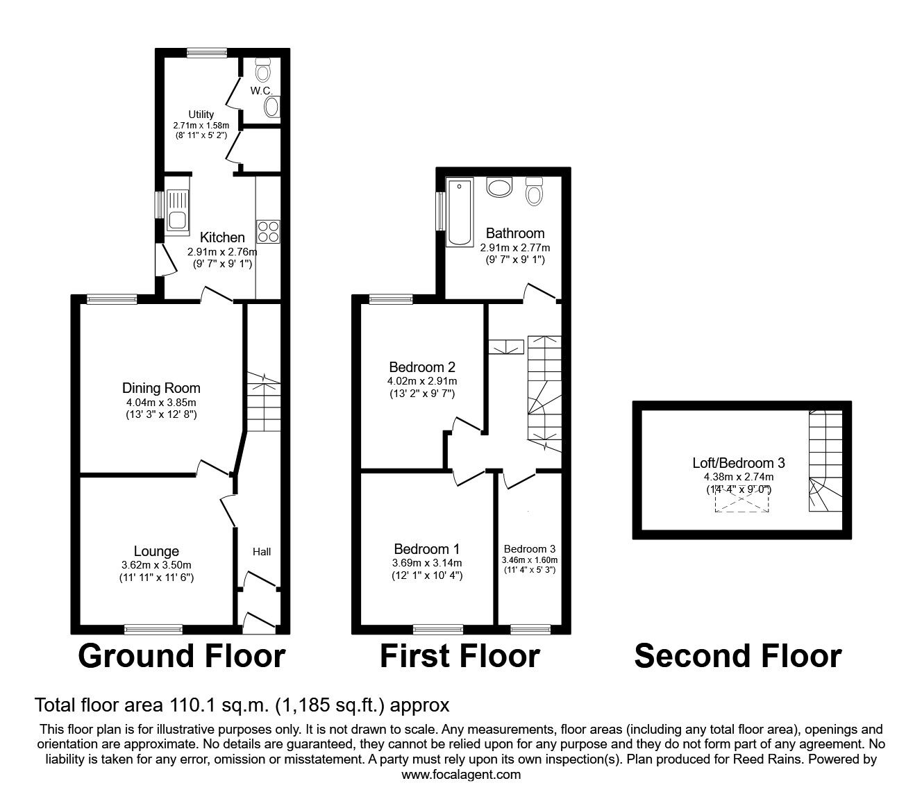 Floorplan of 3 bedroom Semi Detached House for sale, Clitheroes Lane, Freckleton, Lancashire, PR4
