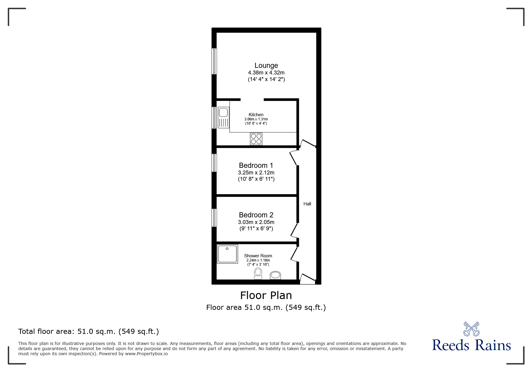 Floorplan of 2 bedroom Flat to rent, Beach Road, Thornton-Cleveleys, Lancashire, FY5