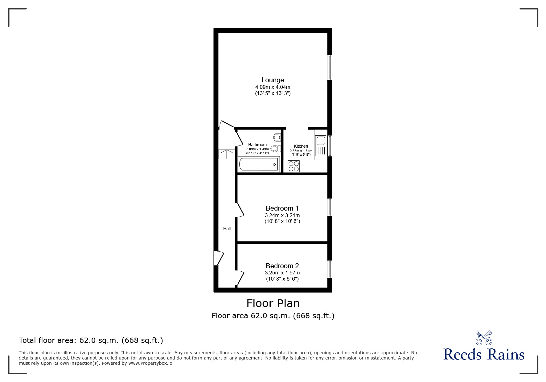 Floorplan of 2 bedroom Flat to rent, Beach Road, Thornton-Cleveleys, Lancashire, FY5