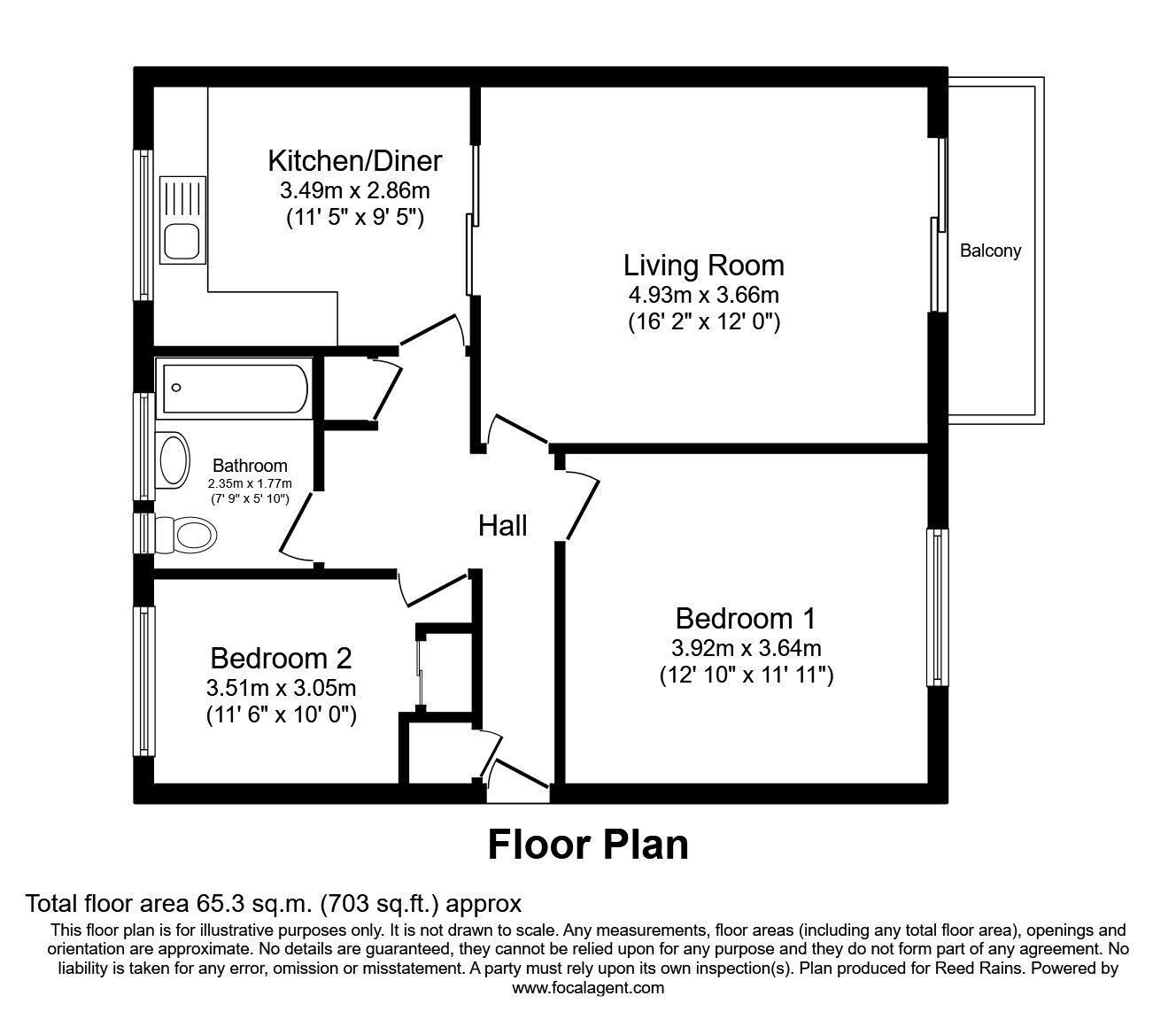 Floorplan of 2 bedroom Flat for sale, Devonshire Road, Blackpool, Lancashire, FY2