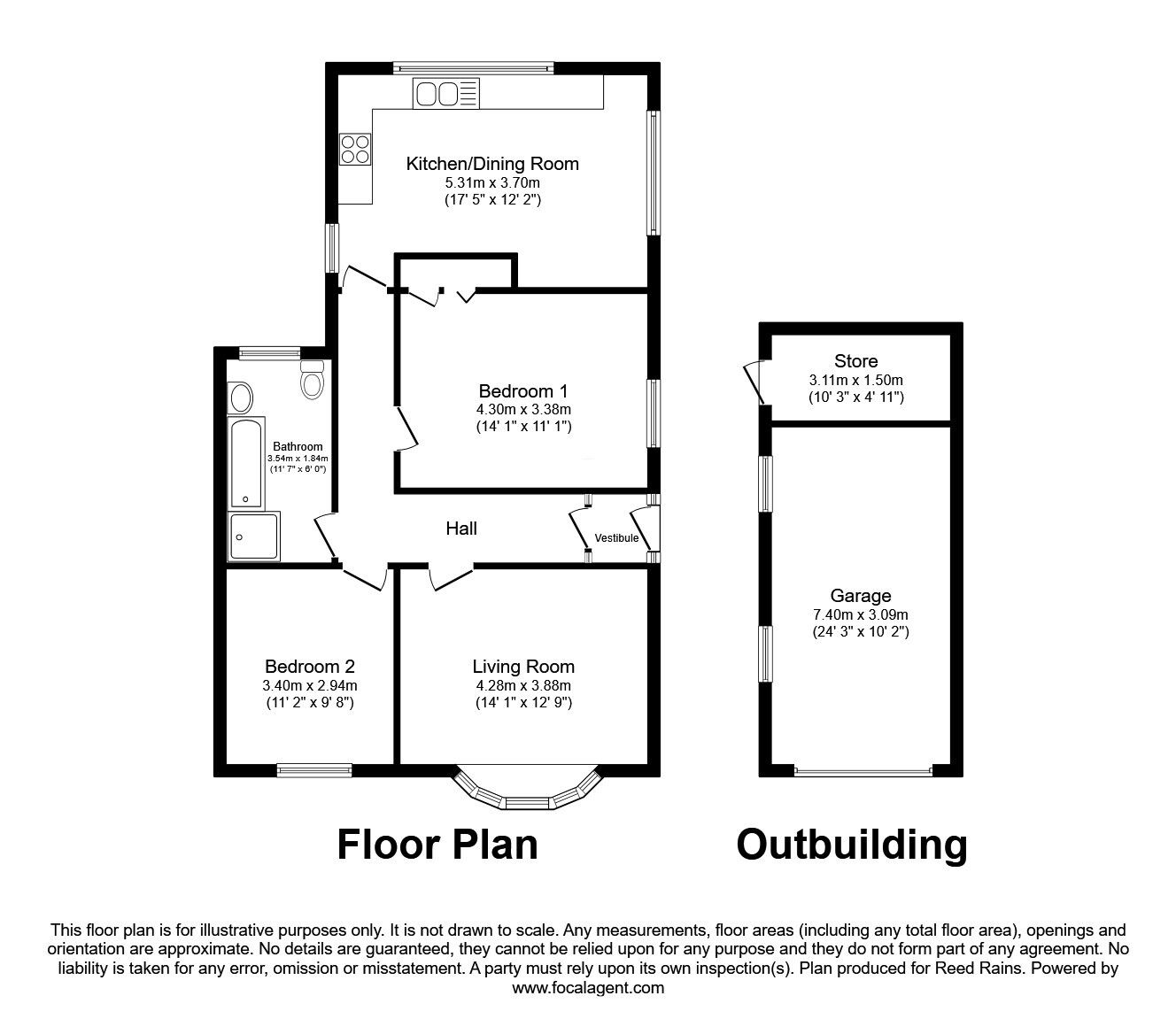 Floorplan of 2 bedroom Semi Detached Bungalow for sale, Preston New Road, Blackpool, Lancashire, FY4