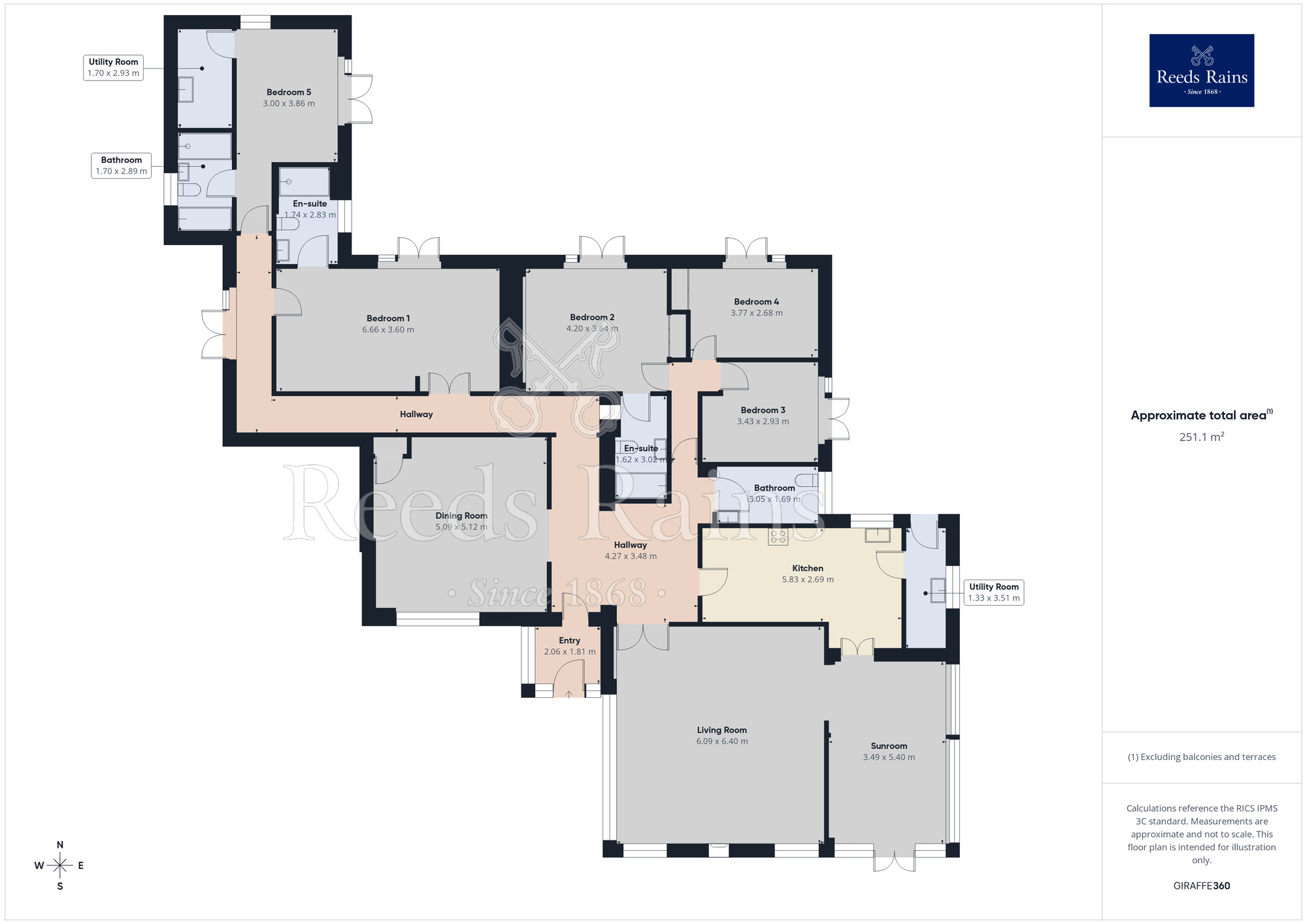 Floorplan of 5 bedroom Detached Bungalow for sale, Ribby Road, Wrea Green, Lancashire, PR4