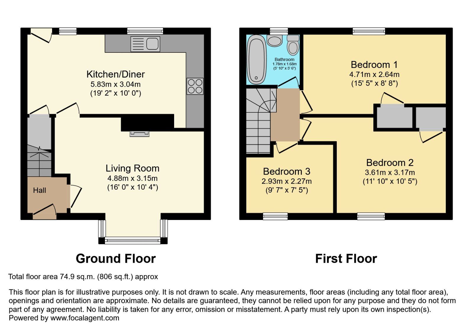 Floorplan of 3 bedroom Mid Terrace House for sale, Whitehill Drive, Bangor, County Down, BT20