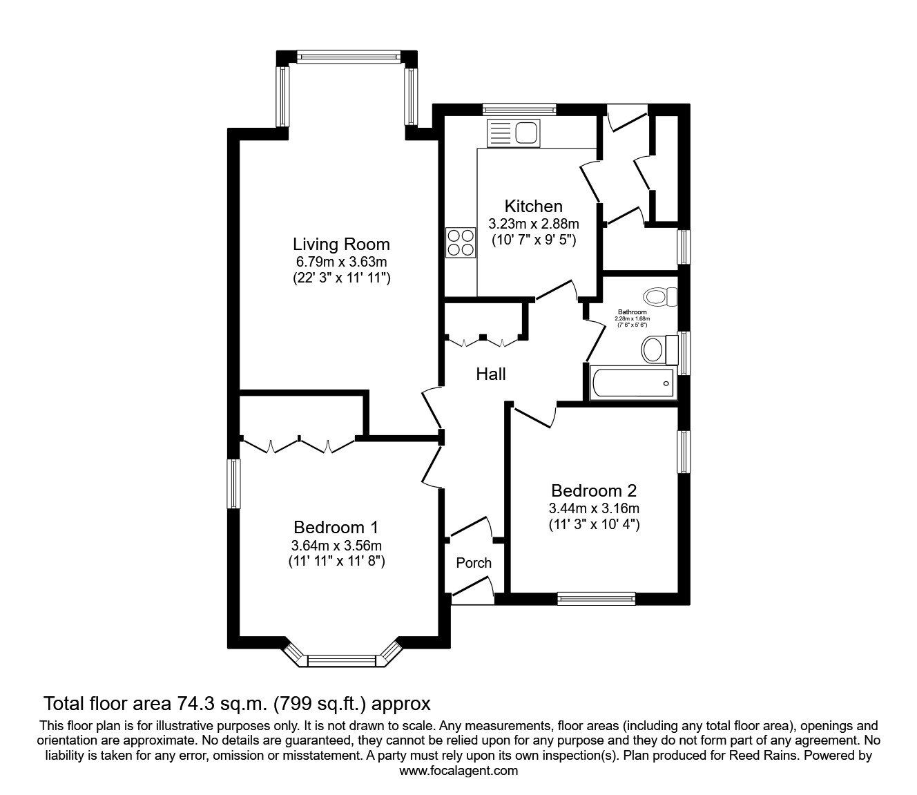 Floorplan of 2 bedroom  Bungalow to rent, Harland Road, Bridlington, North Humberside, YO16