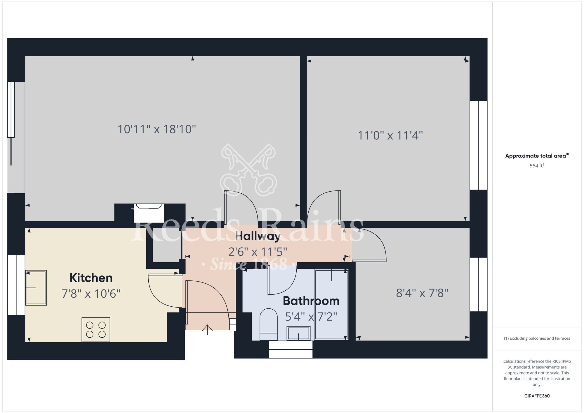 Floorplan of 2 bedroom Semi Detached Bungalow for sale, West End, Kilham, East Yorkshire, YO25