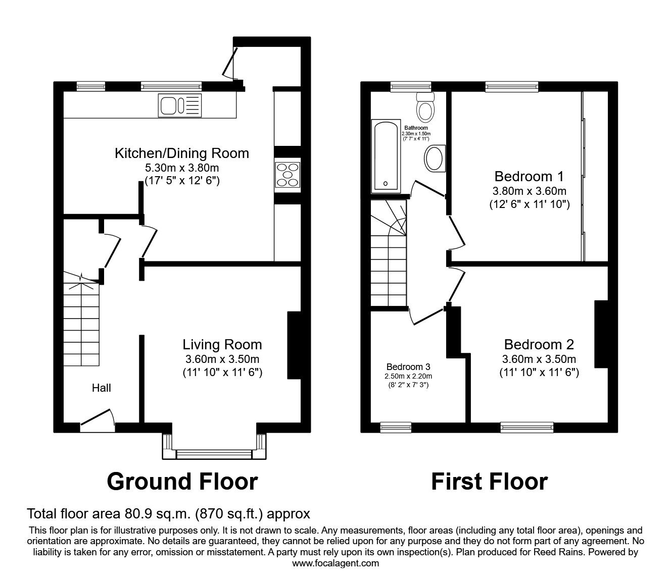 Floorplan of 3 bedroom Mid Terrace House for sale, Havelock Crescent, Bridlington, East Riding of Yorkshi, YO16