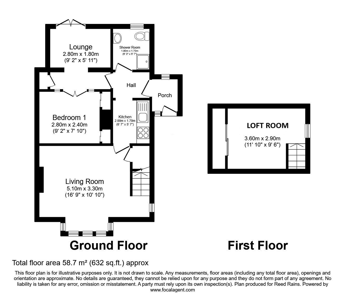 Floorplan of 1 bedroom Semi Detached Bungalow for sale, Bempton Oval, Bridlington, East Yorkshire, YO16