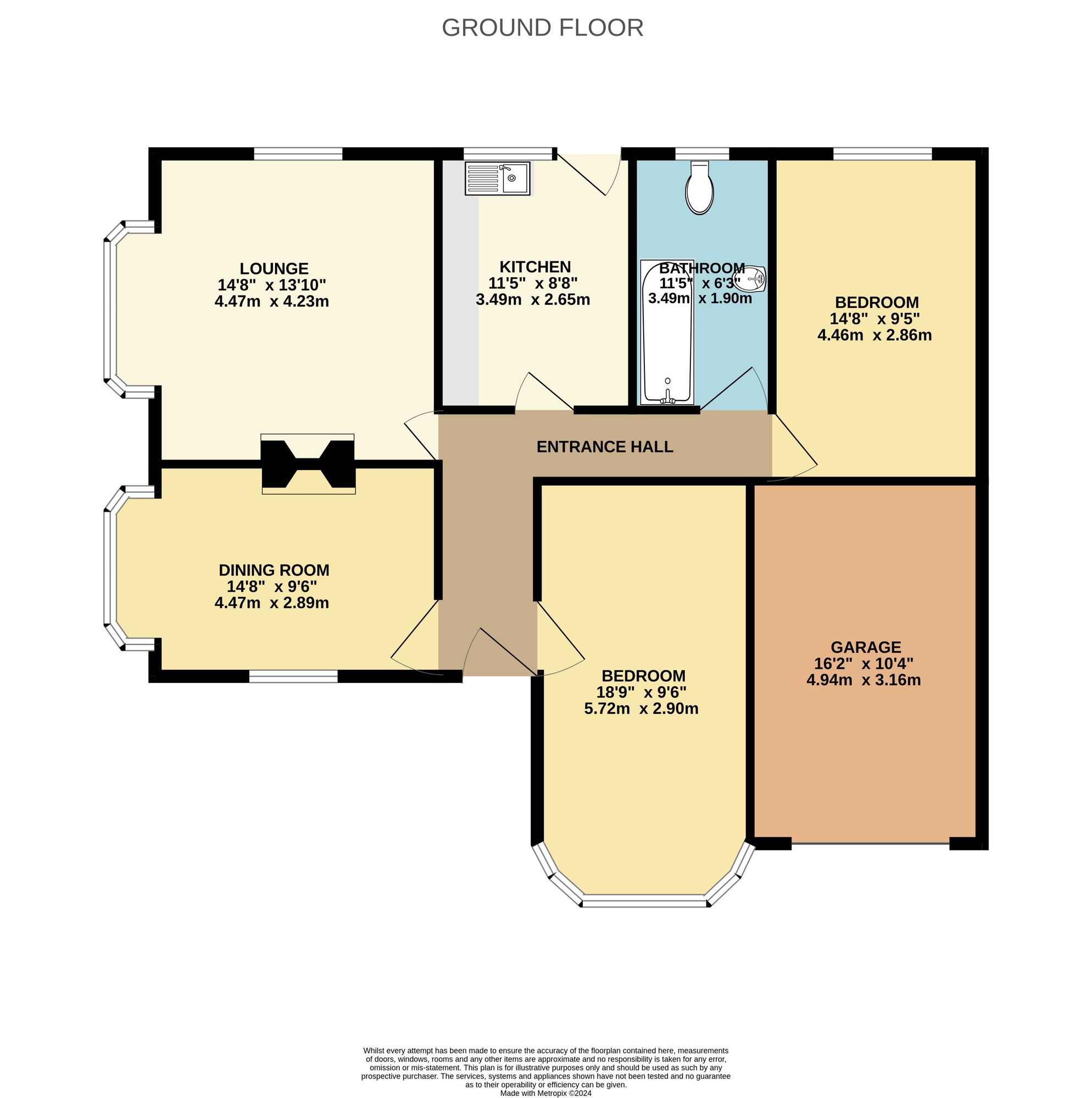 Floorplan of 2 bedroom Detached Bungalow for sale, Woodcock Road, Flamborough, East Yorkshire, YO15