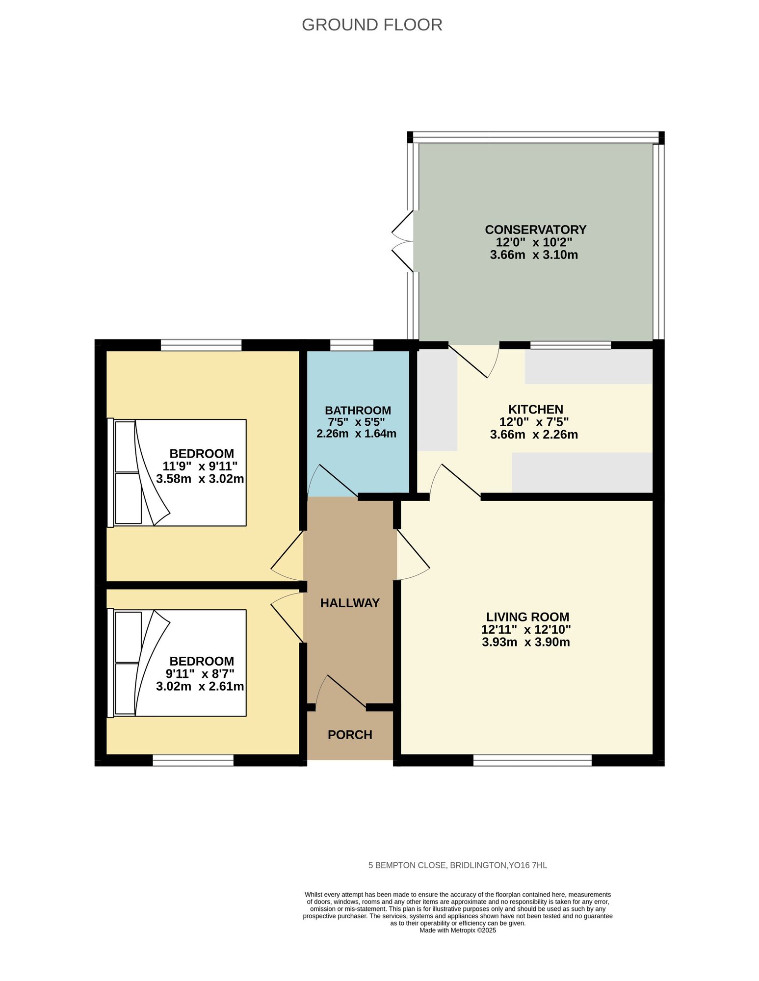 Floorplan of 2 bedroom Semi Detached Bungalow for sale, Bempton Close, Bridlington, East Yorkshire, YO16