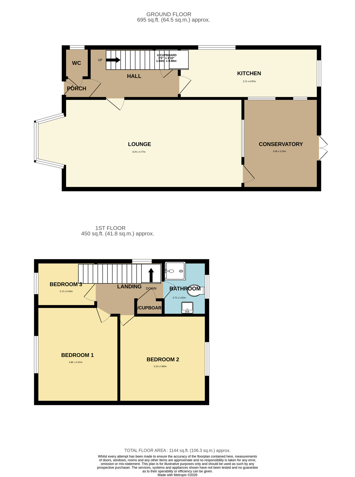 Floorplan of 3 bedroom Mid Terrace House for sale, Trinity Grove, Bridlington, East Yorkshire, YO15