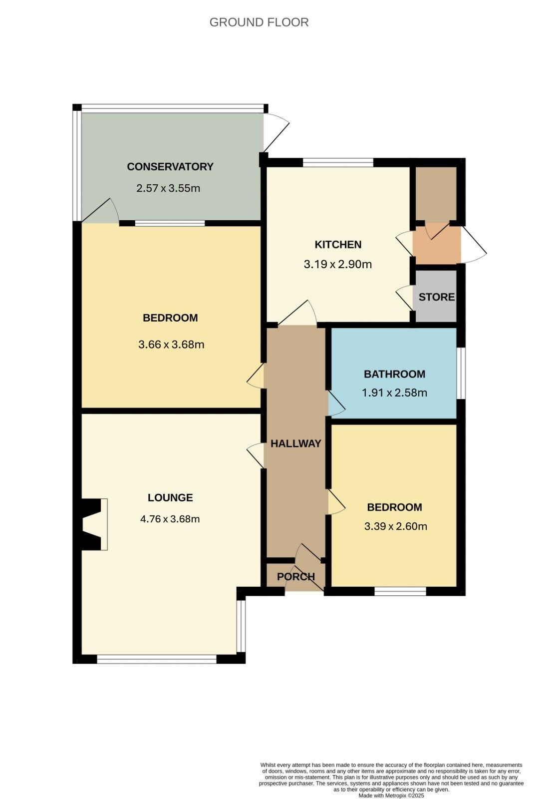Floorplan of 2 bedroom Semi Detached Bungalow for sale, Sandsacre Road, Bridlington, East Yorkshire, YO16