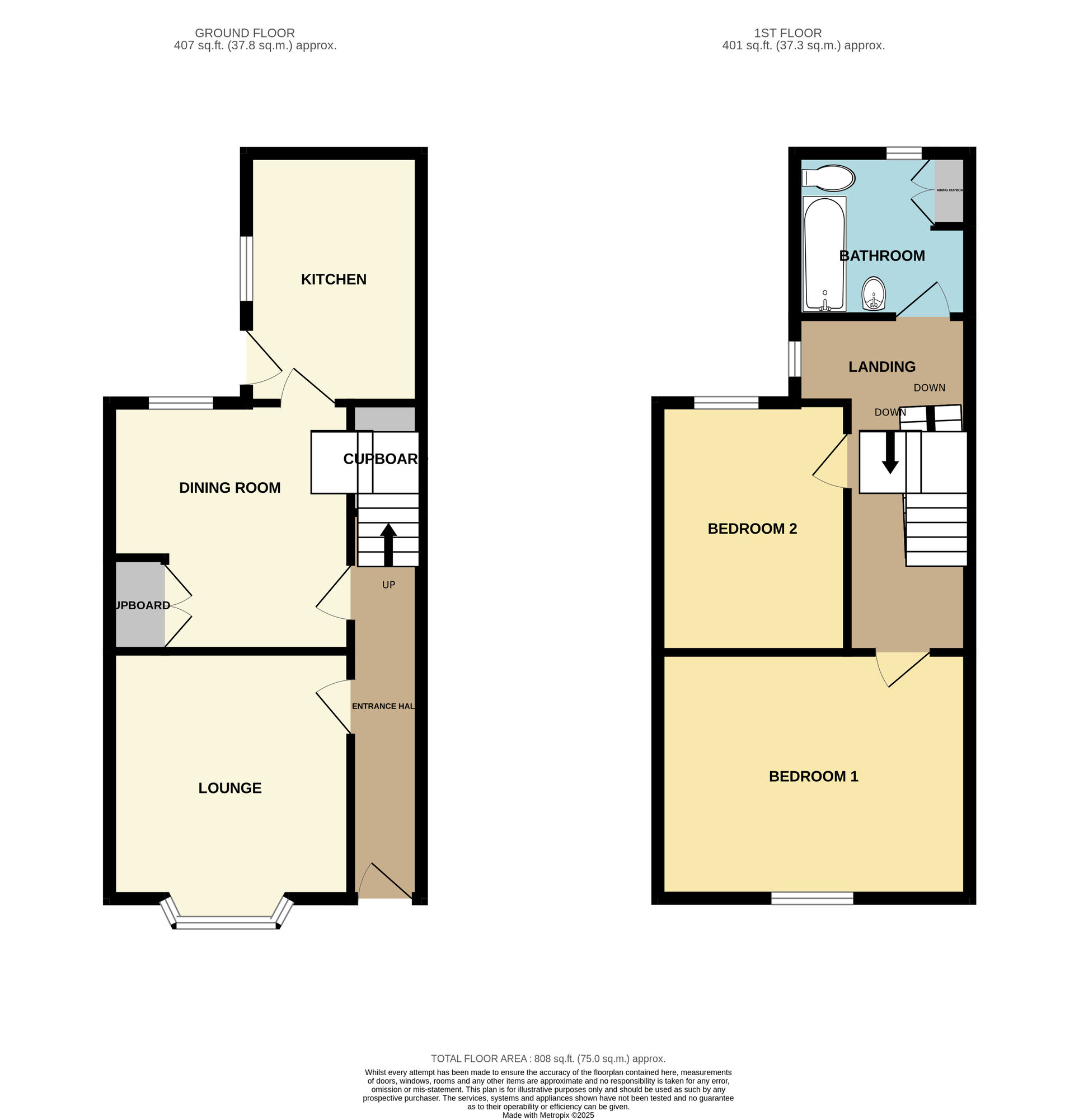 Floorplan of 2 bedroom Mid Terrace House for sale, Brookland Road, Bridlington, East Riding of Yorkshi, YO16