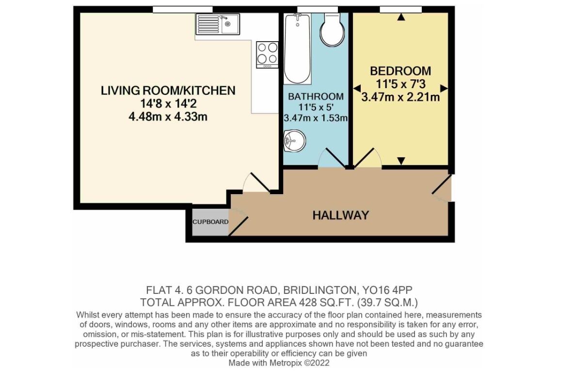 Floorplan of 1 bedroom  Flat to rent, Gordon Road, Bridlington, East Yorkshire, YO16