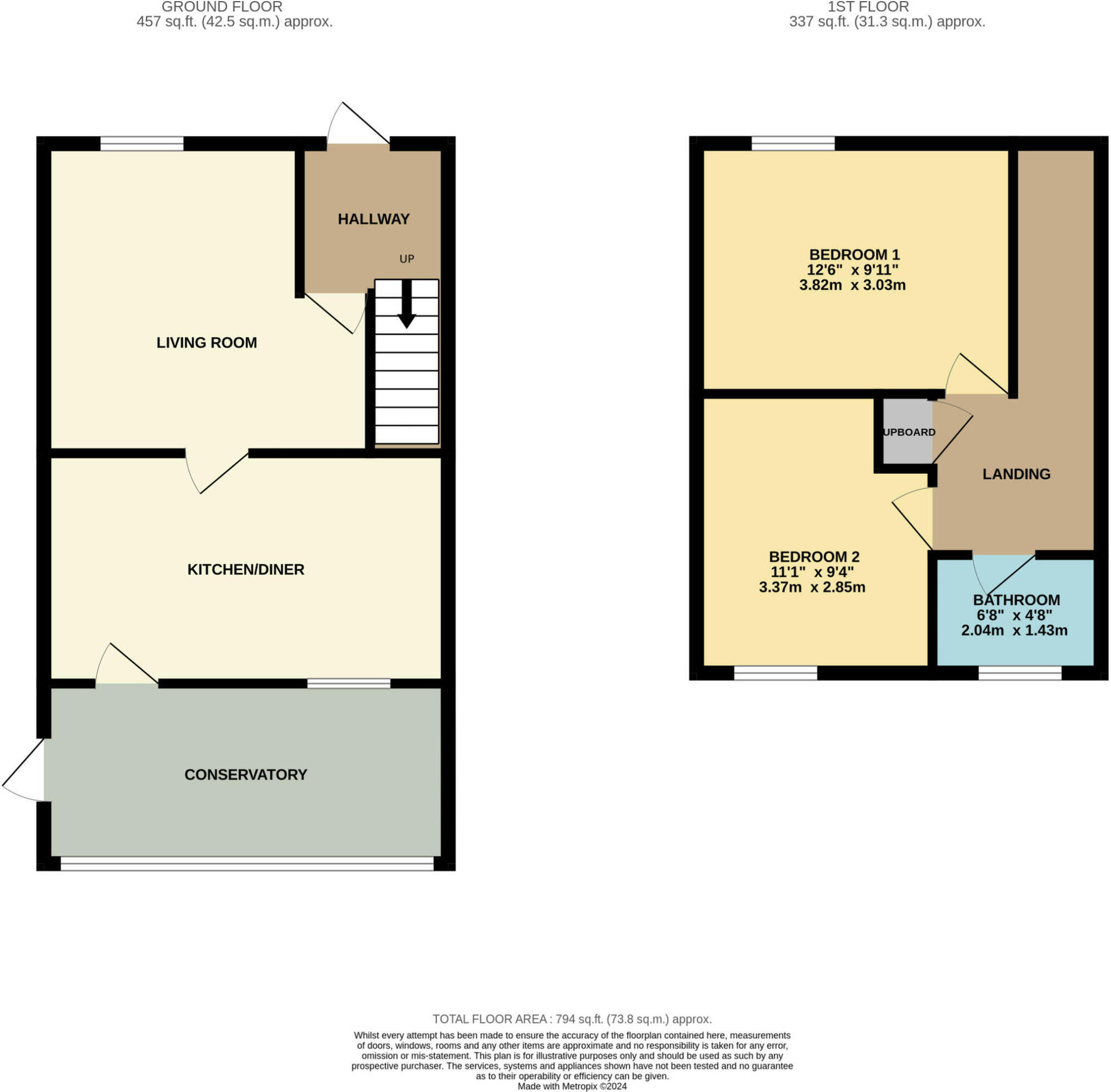 Floorplan of 3 bedroom Semi Detached House for sale, Studley Meadows, Bridlington, East Riding of Yorkshi, YO16
