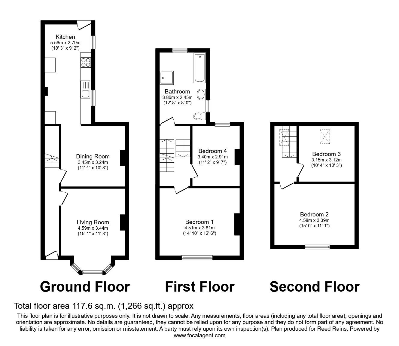 Floorplan of 4 bedroom Mid Terrace House for sale, Elma Villas, Bridlington, East Yorkshire, YO16