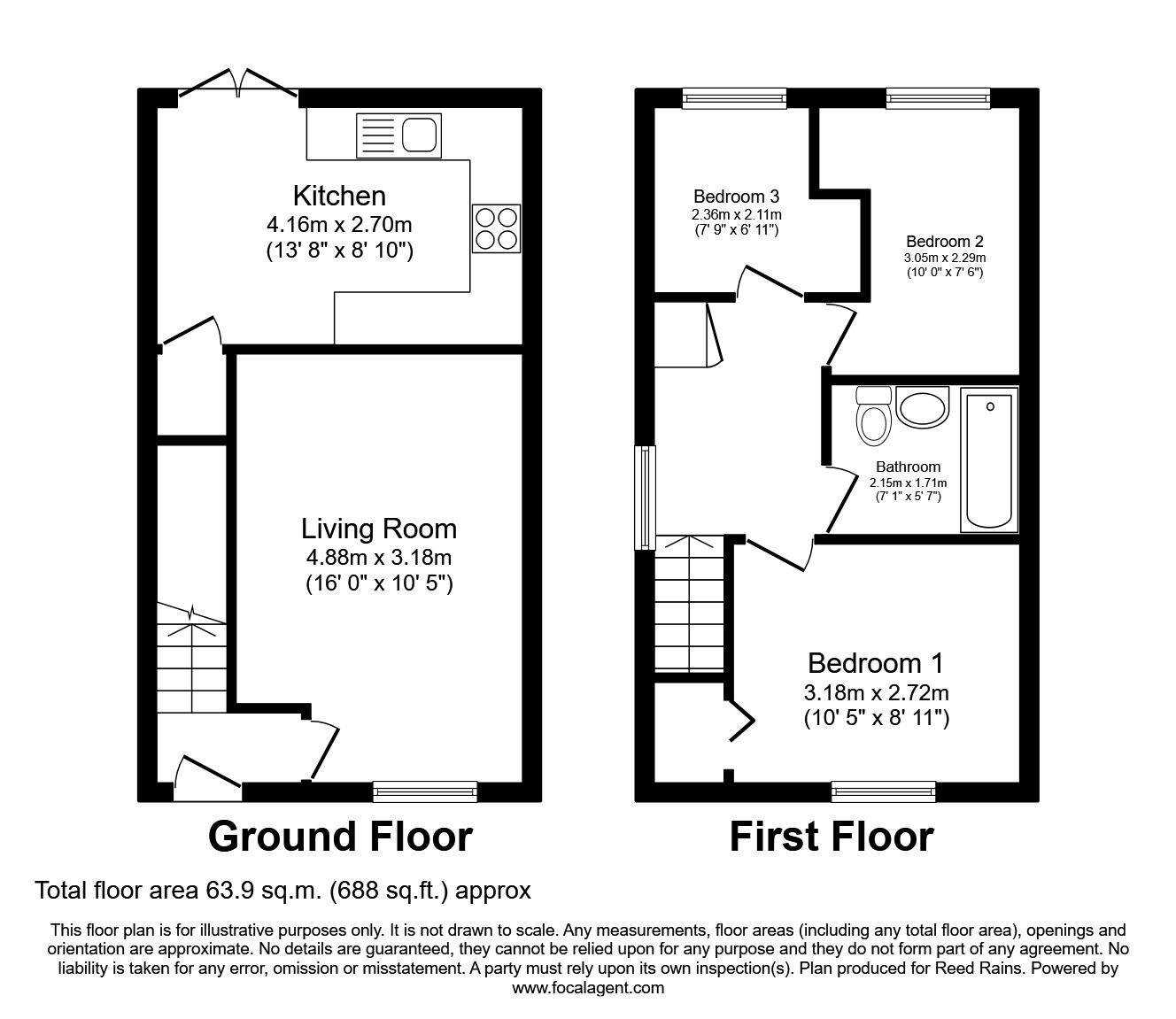 Floorplan of 3 bedroom Semi Detached House for sale, Aysgarth Rise, Bridlington, East Yorkshire, YO16