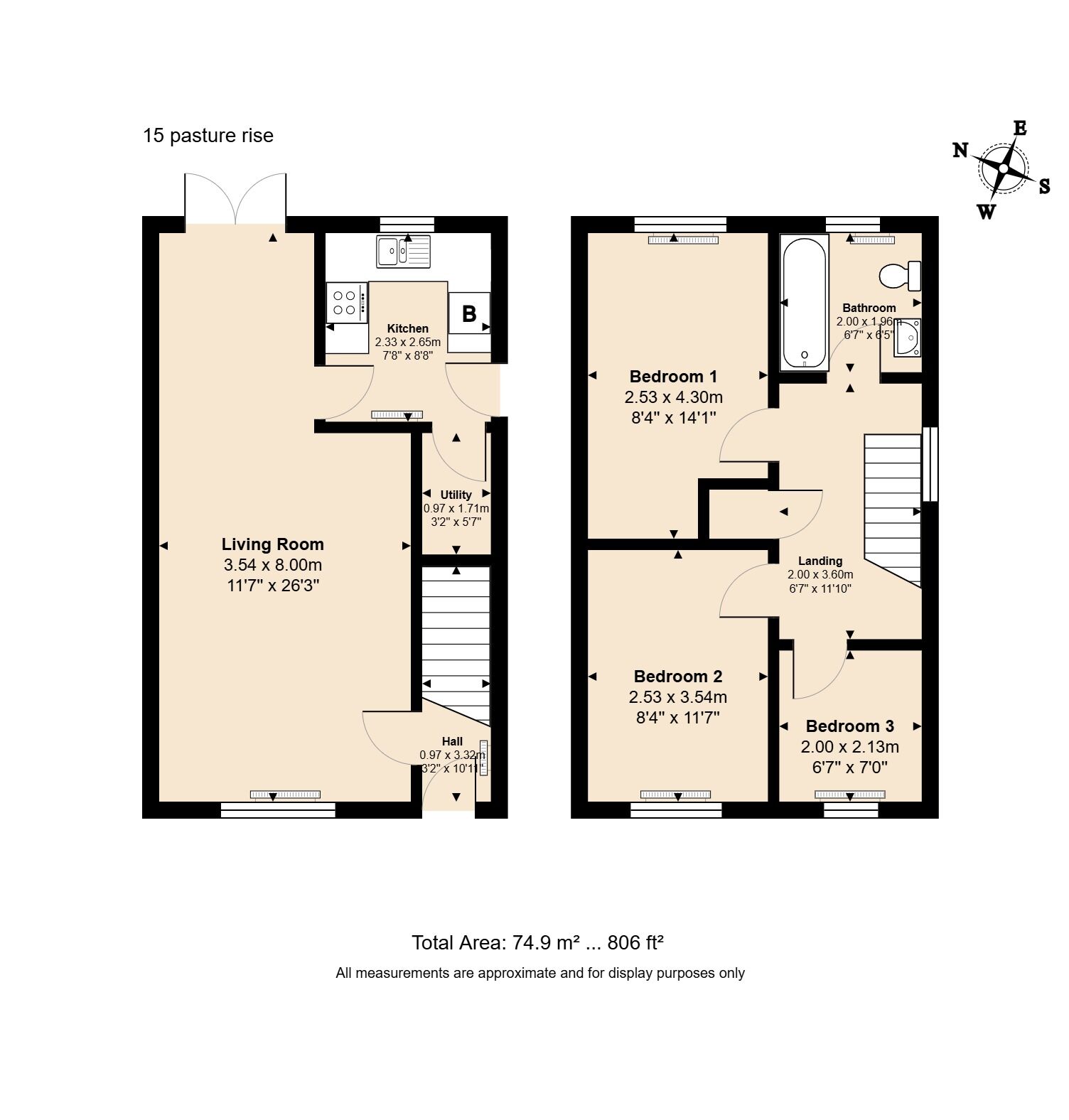 Floorplan of 3 bedroom Semi Detached House for sale, Pasture Rise, Bridlington, East Yorkshire, YO16