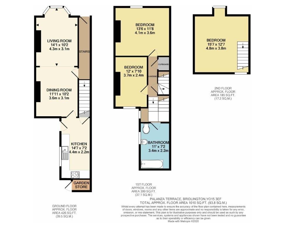 Floorplan of 3 bedroom End Terrace House for sale, Palanza Terrace, Bridlington, East Yorkshire, YO15