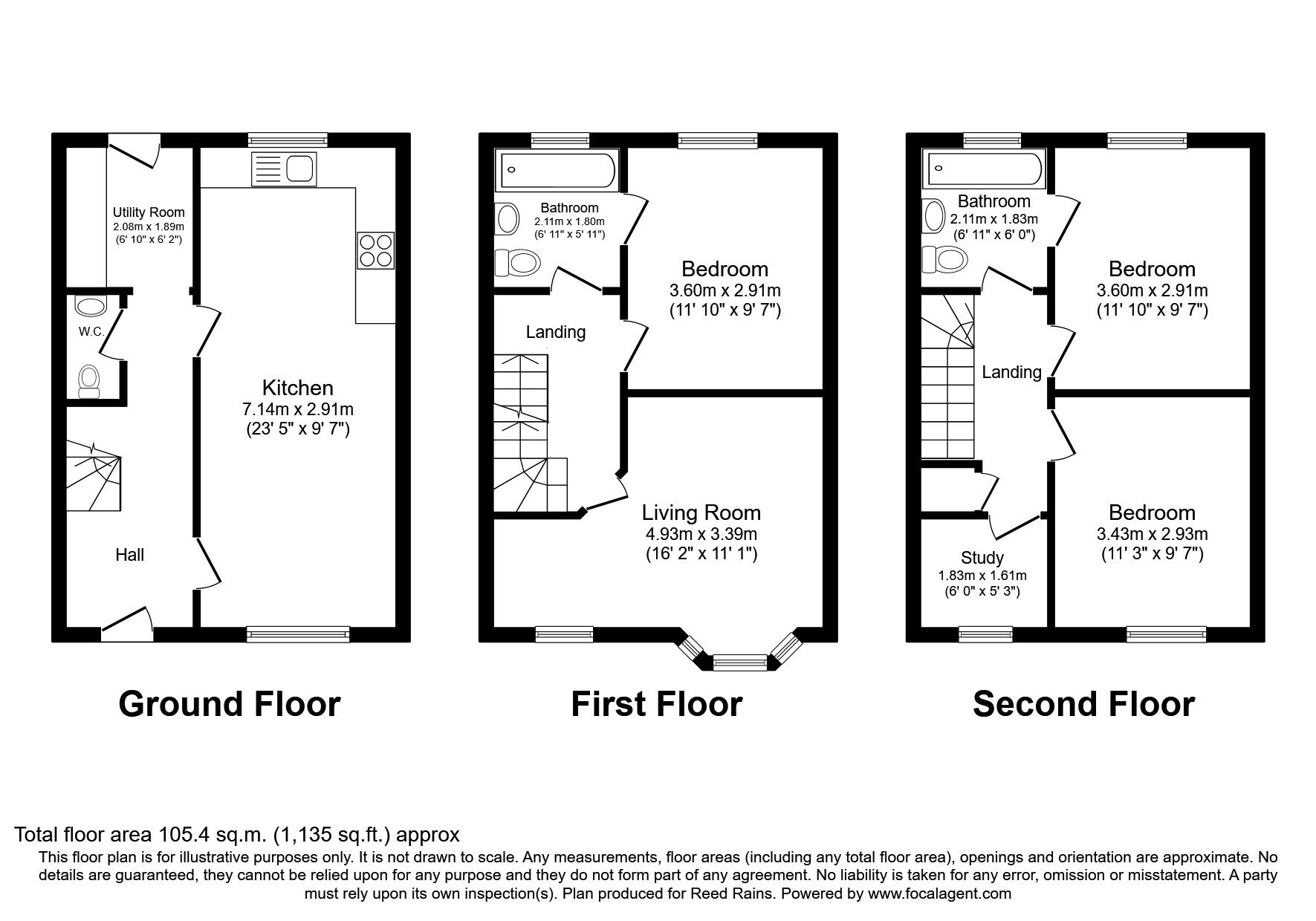 Floorplan of 3 bedroom Mid Terrace House for sale, High Green Court, Bridlington, East Yorkshire, YO16