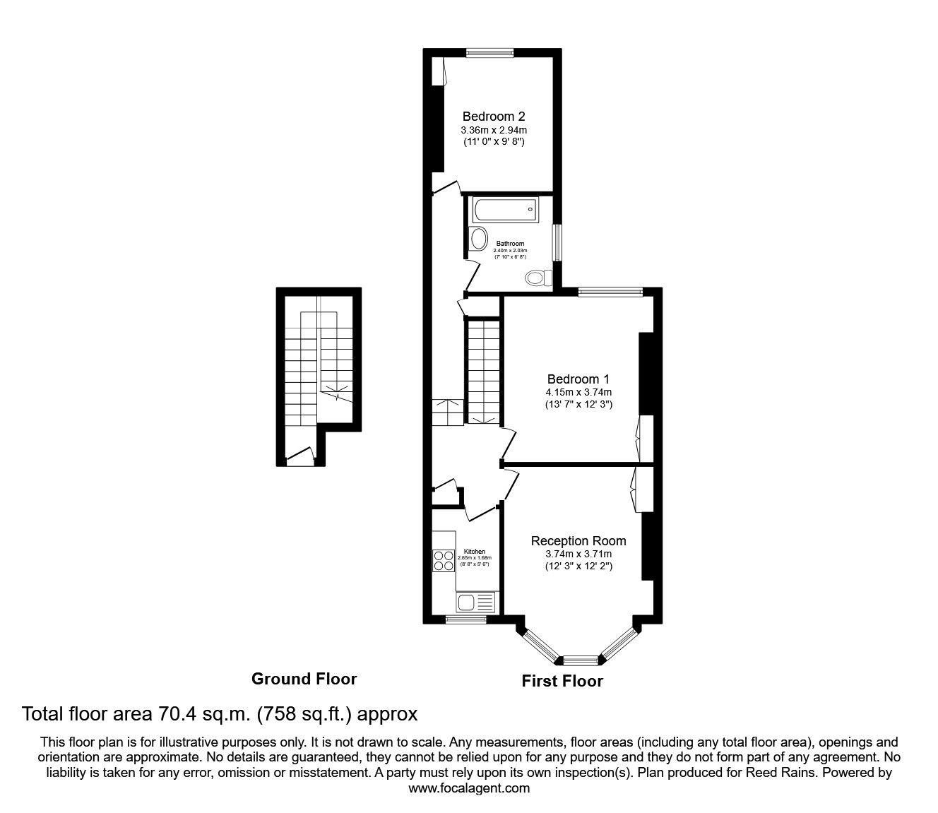 Floorplan of 2 bedroom Mid Terrace Flat to rent, Loampit Hill, London, SE13