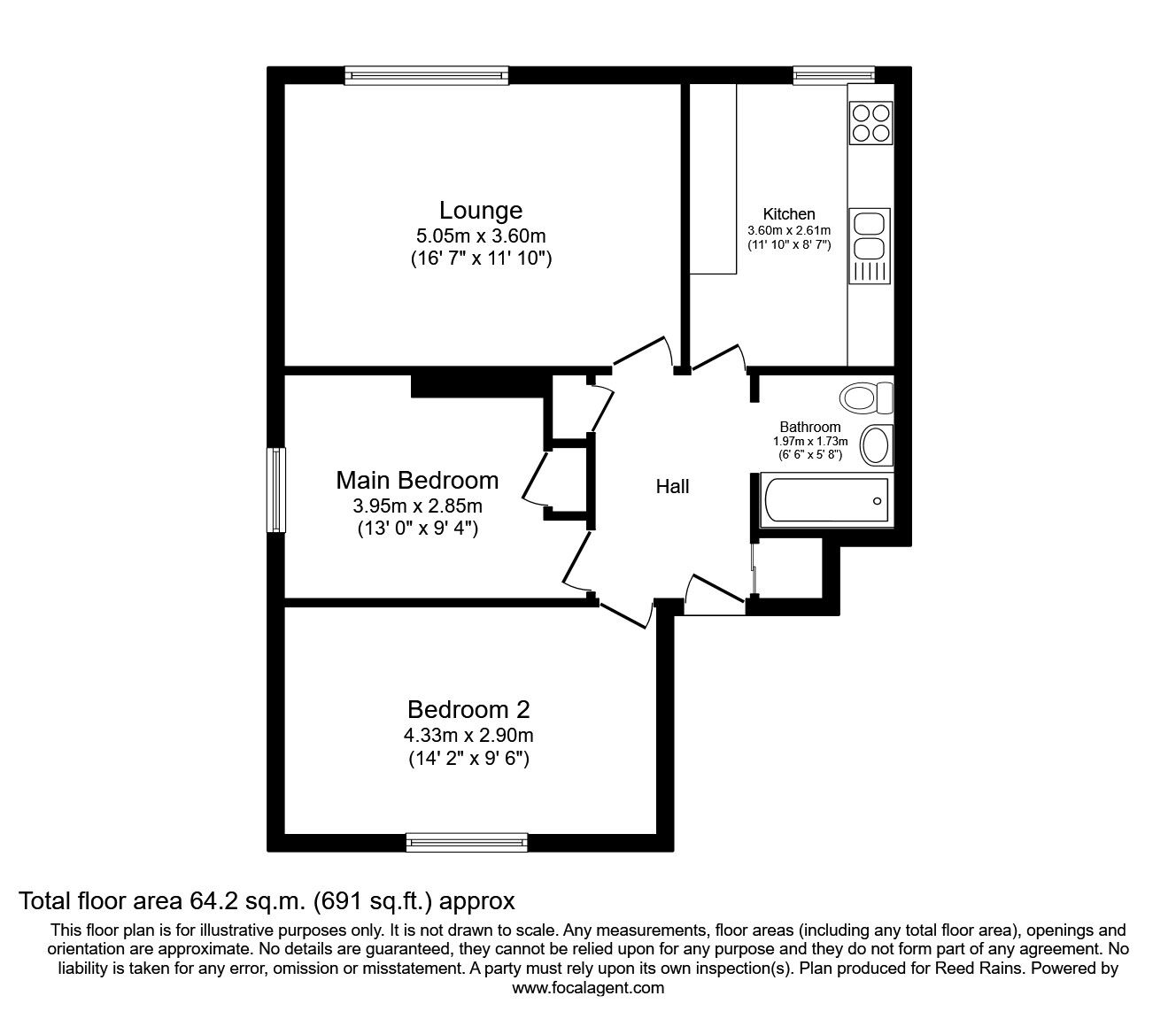 Floorplan of 2 bedroom  Flat for sale, Brenchley Gardens, London, SE23
