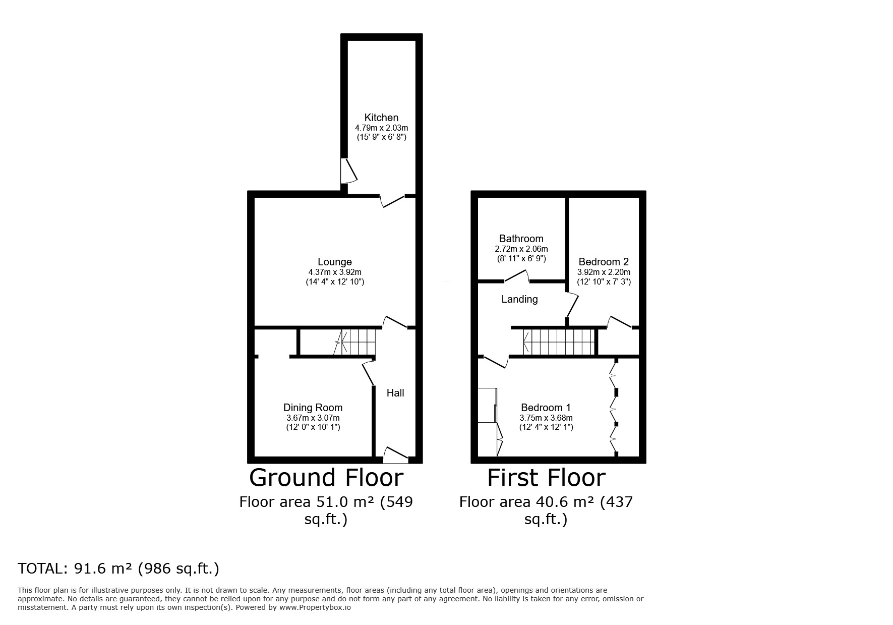 Floorplan of 2 bedroom End Terrace House to rent, Pendle Street, Padiham, Lancashire, BB12