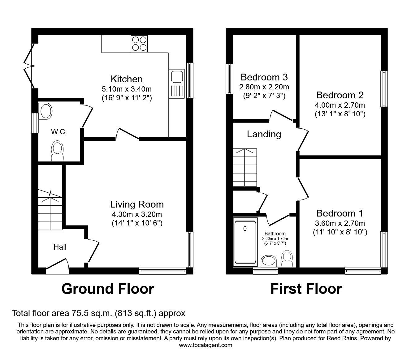 Floorplan of 3 bedroom Semi Detached House to rent, Mclindon Court, Burnley, Lancashire, BB10